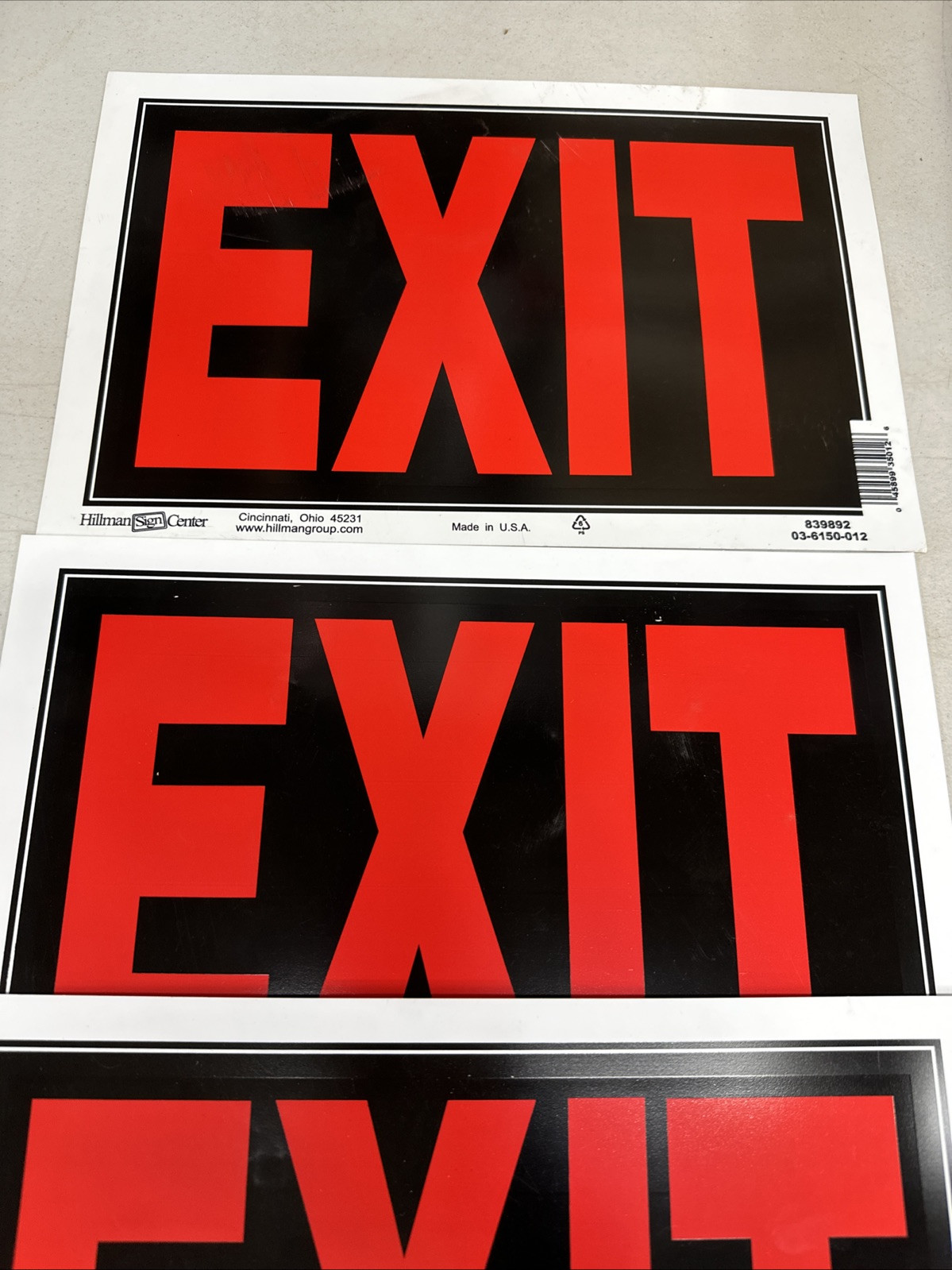 Hillman 839892 Exit Sign, Black and Red Plastic, 8×12 Inches 3 Pack {51}