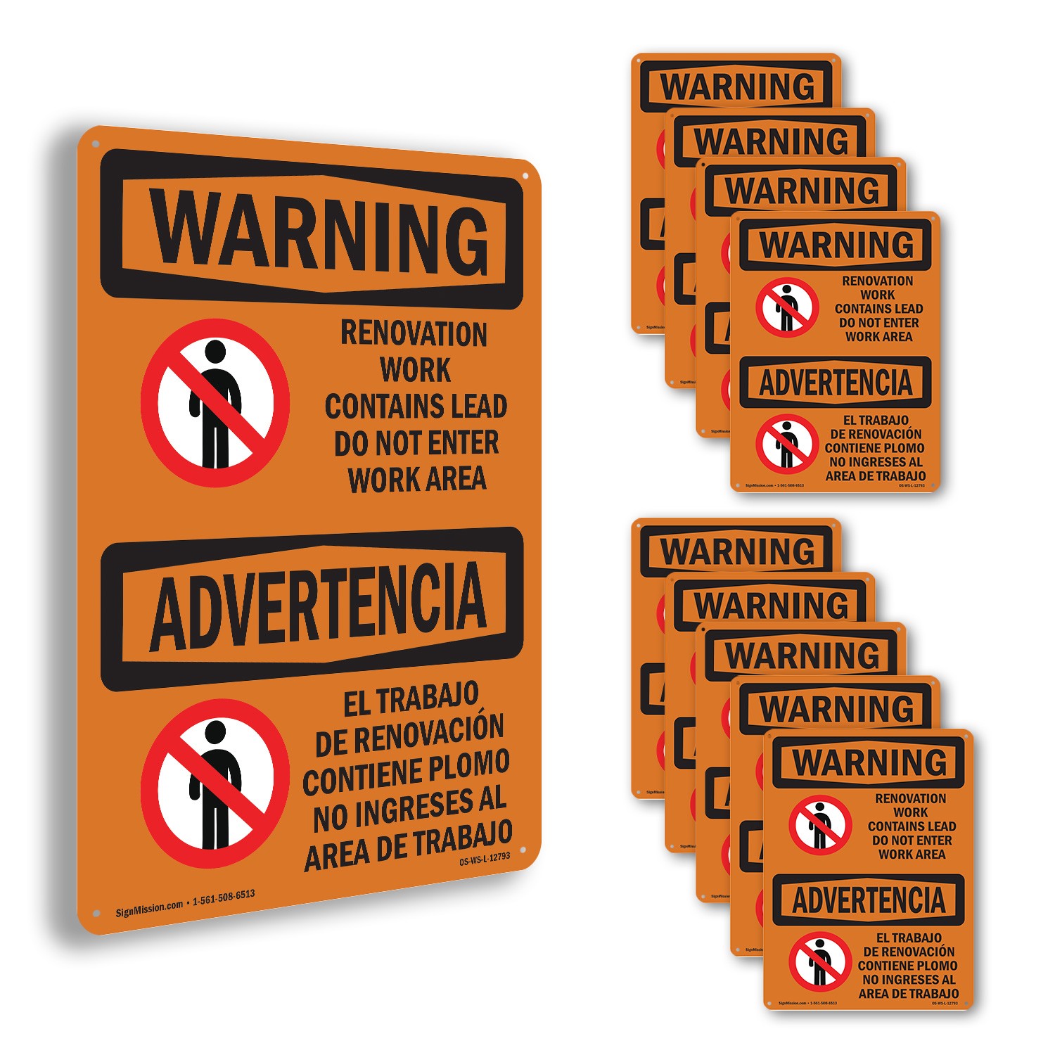 Renovation Work Contains Lead Do Not Enter OSHA WARNING Sign, Decal 5 or 10 Pack