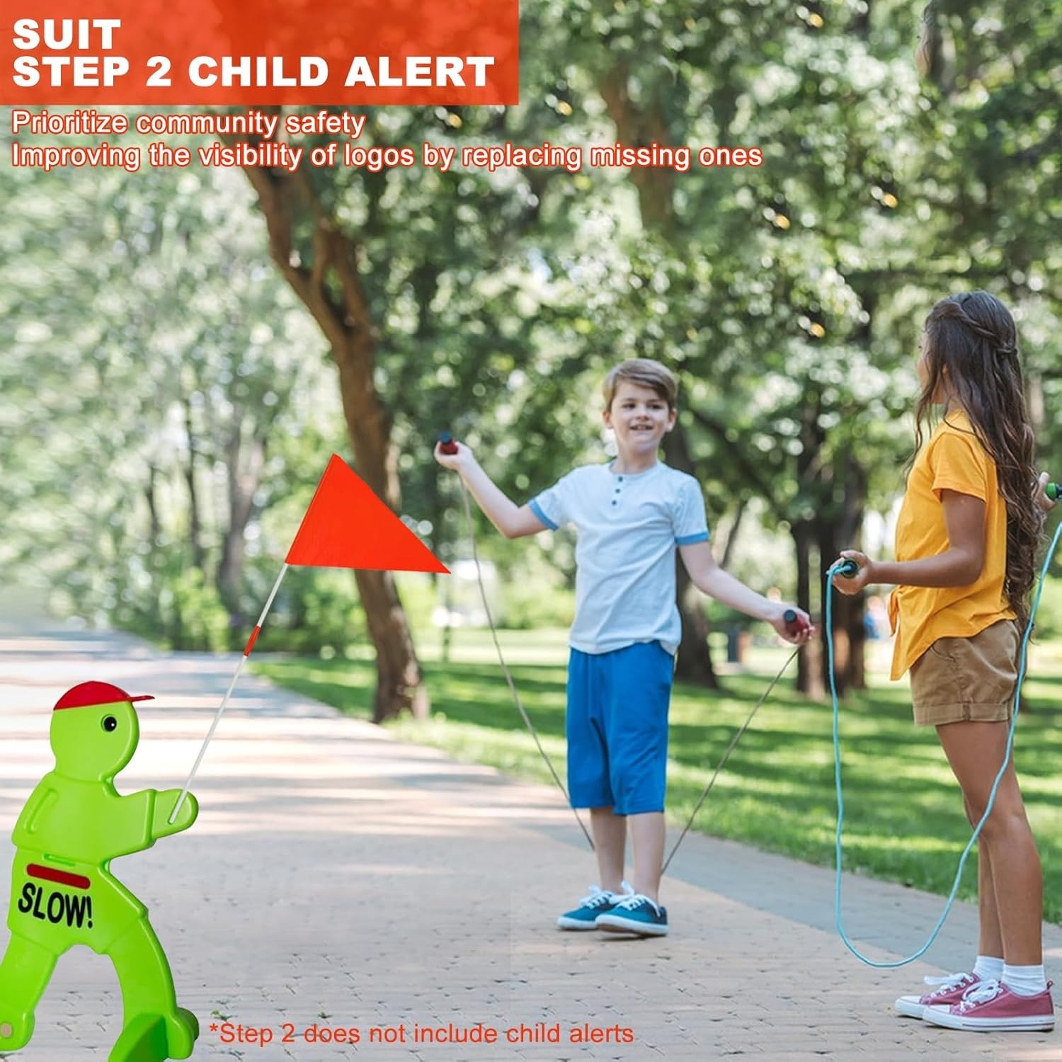 Warning Flags for Kids Play Safety 4 Pack with Replacement Poles Orange Color