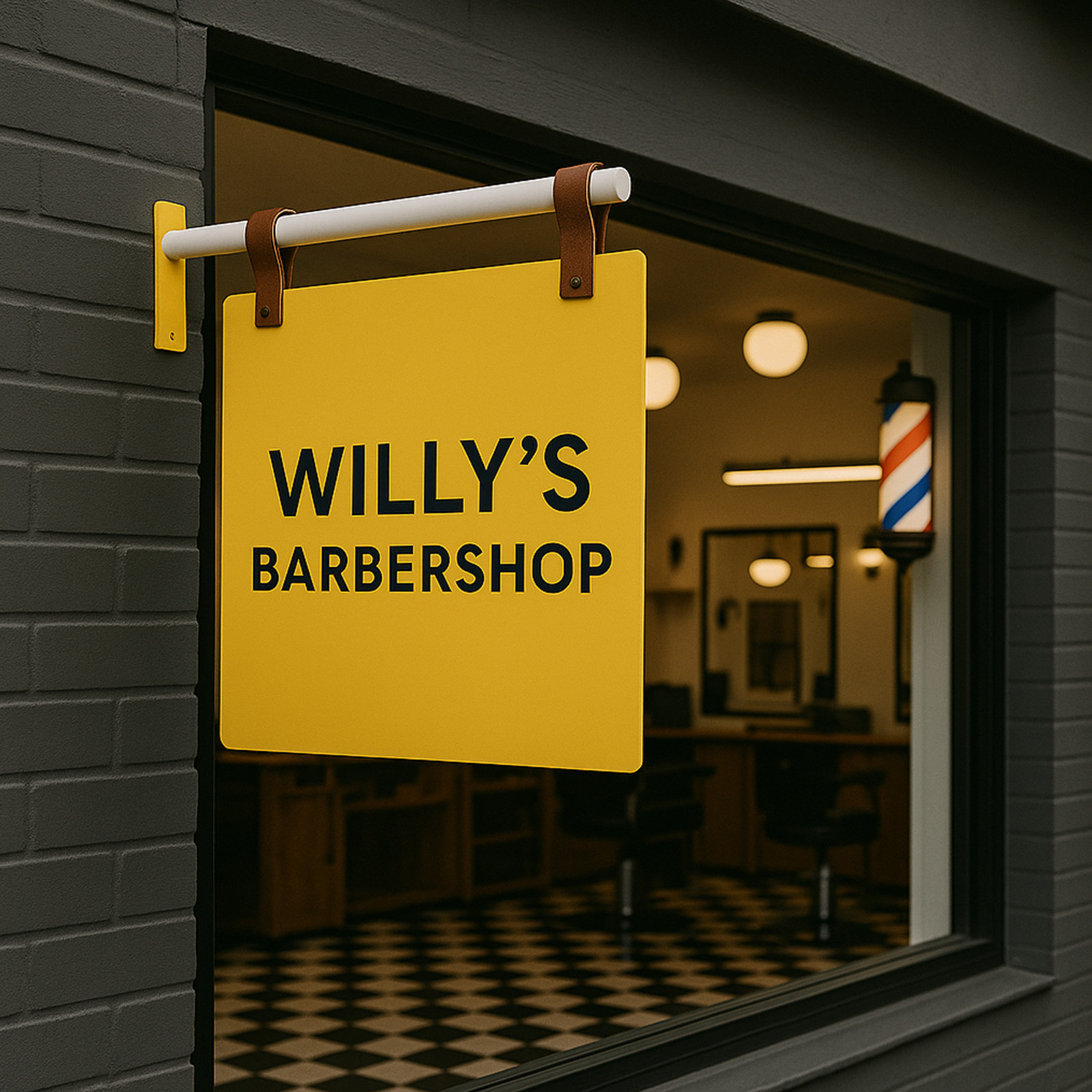 Custom Salon Blade Sign – Double Sided Outdoor Business Logo, Hanging Wall Sign