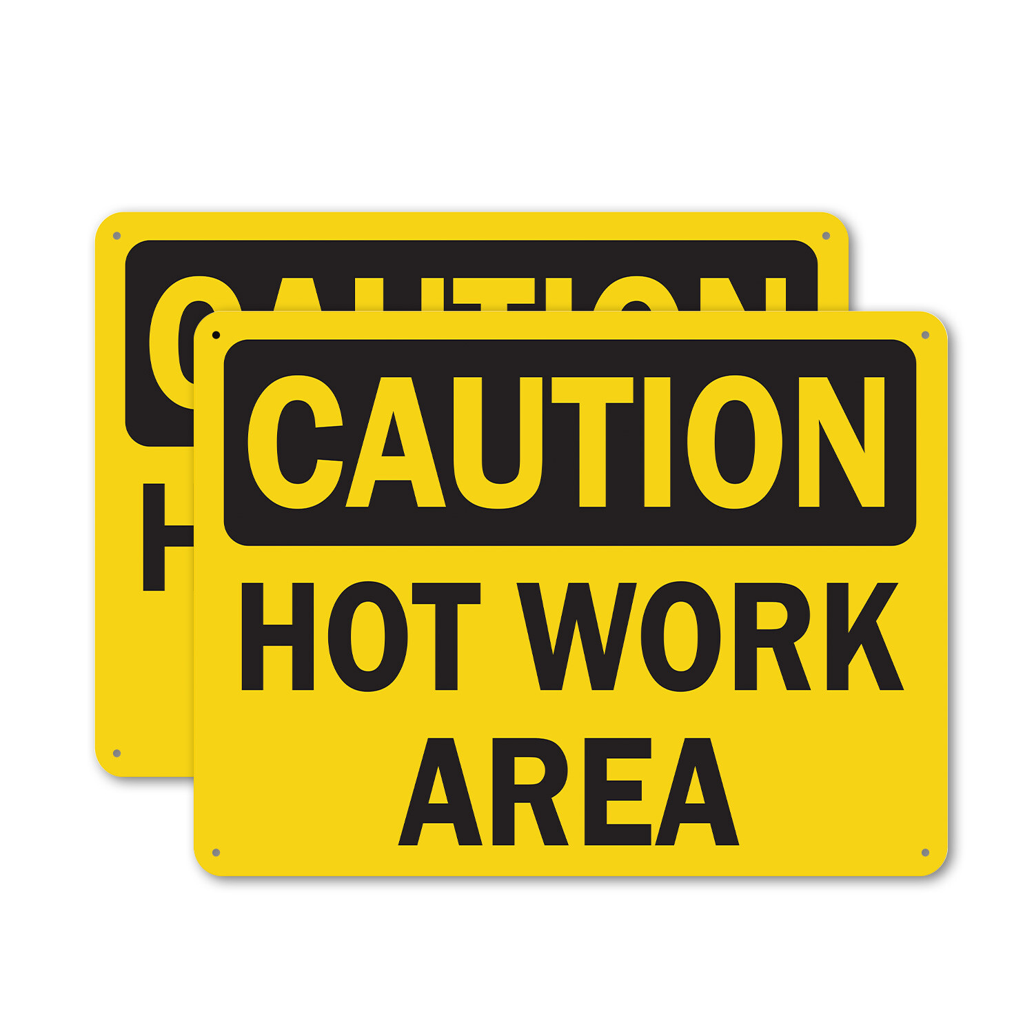 (2 Pack) Hot Work Area OSHA Caution Sign Decal Metal Plastic