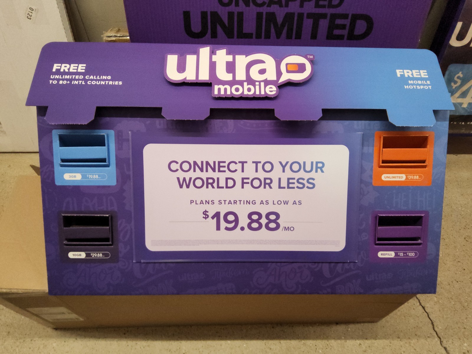 Ultra Mobile phone Store business Floor Display Sign Award Winning Retail Cards