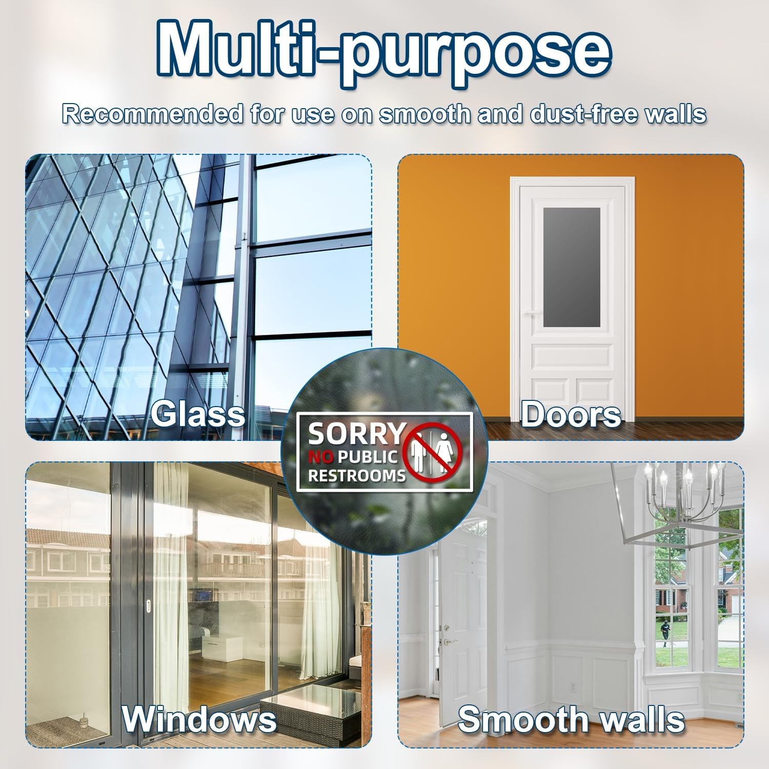 6pcs No Public Restroom Signs, 8.66×3.94 Inch Waterproof Restroom Signs for Busi