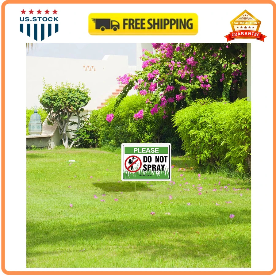 Do Not Spray Yard Sign 2 Pack 12×9 Corrugated Plastic with Metal Stakes