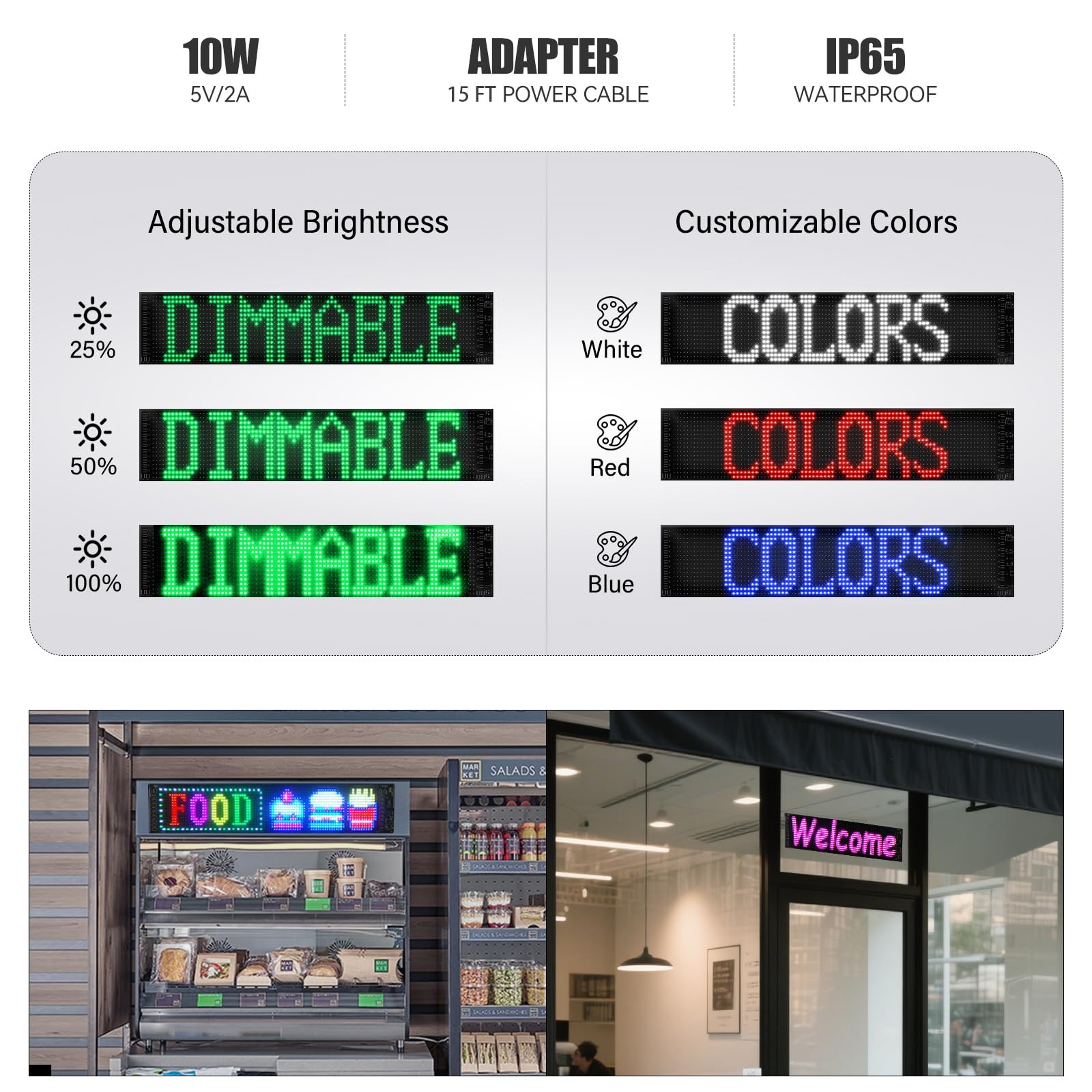 24×5 Programmable LED Sign with Bluetooth Control, Flexible Scrolling LED Sig…