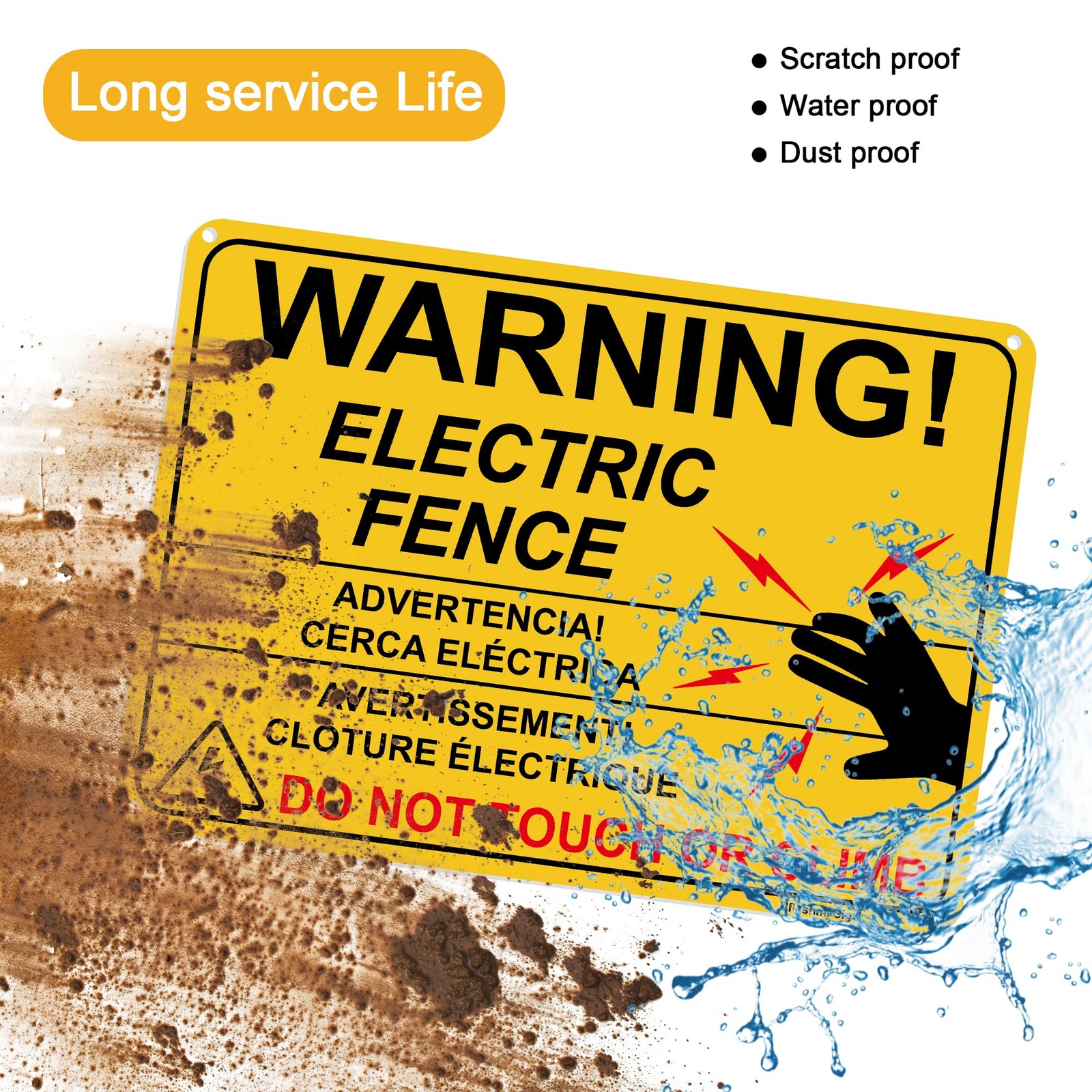 Uflashmi Electric Fence Warning Sign, Metal Electric Fence Signs, 10” x 7”, 2…
