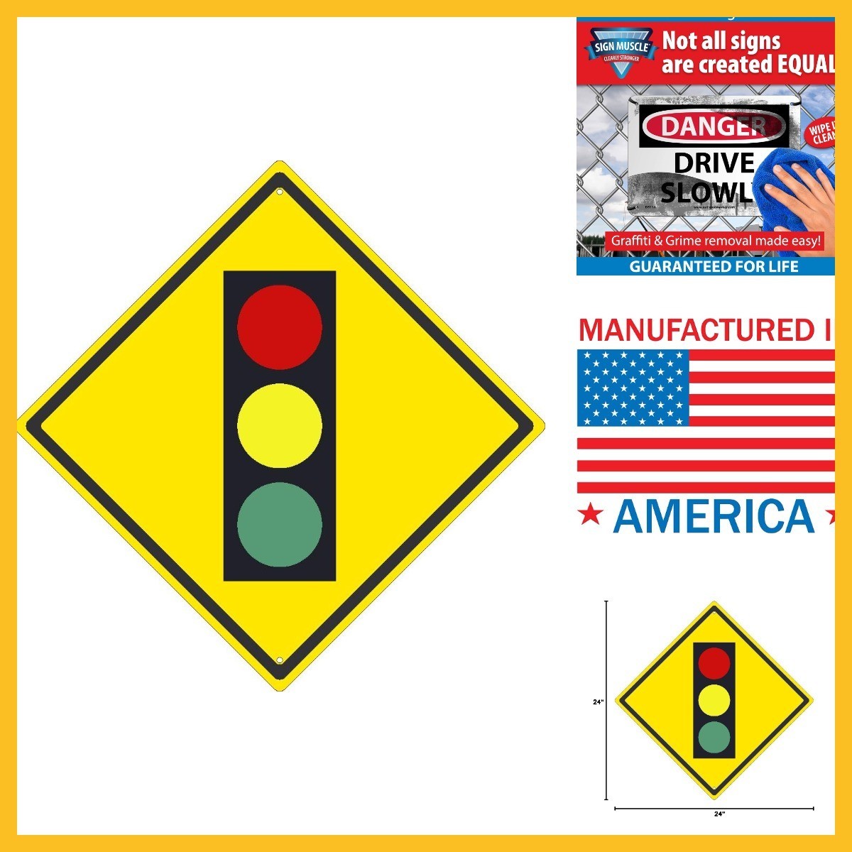 NMC National Marker TM612K Intersection(Graphic Traffic Light) Sign, 24 inches X