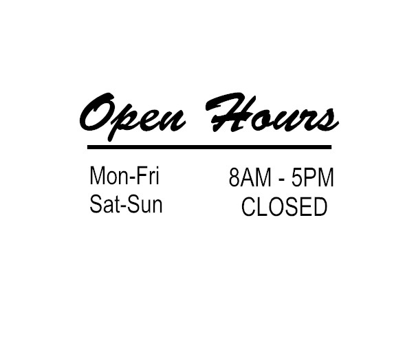 Custom Business Store Hours Sign Decal Sticker 12×18 EXTERIOR Window Door