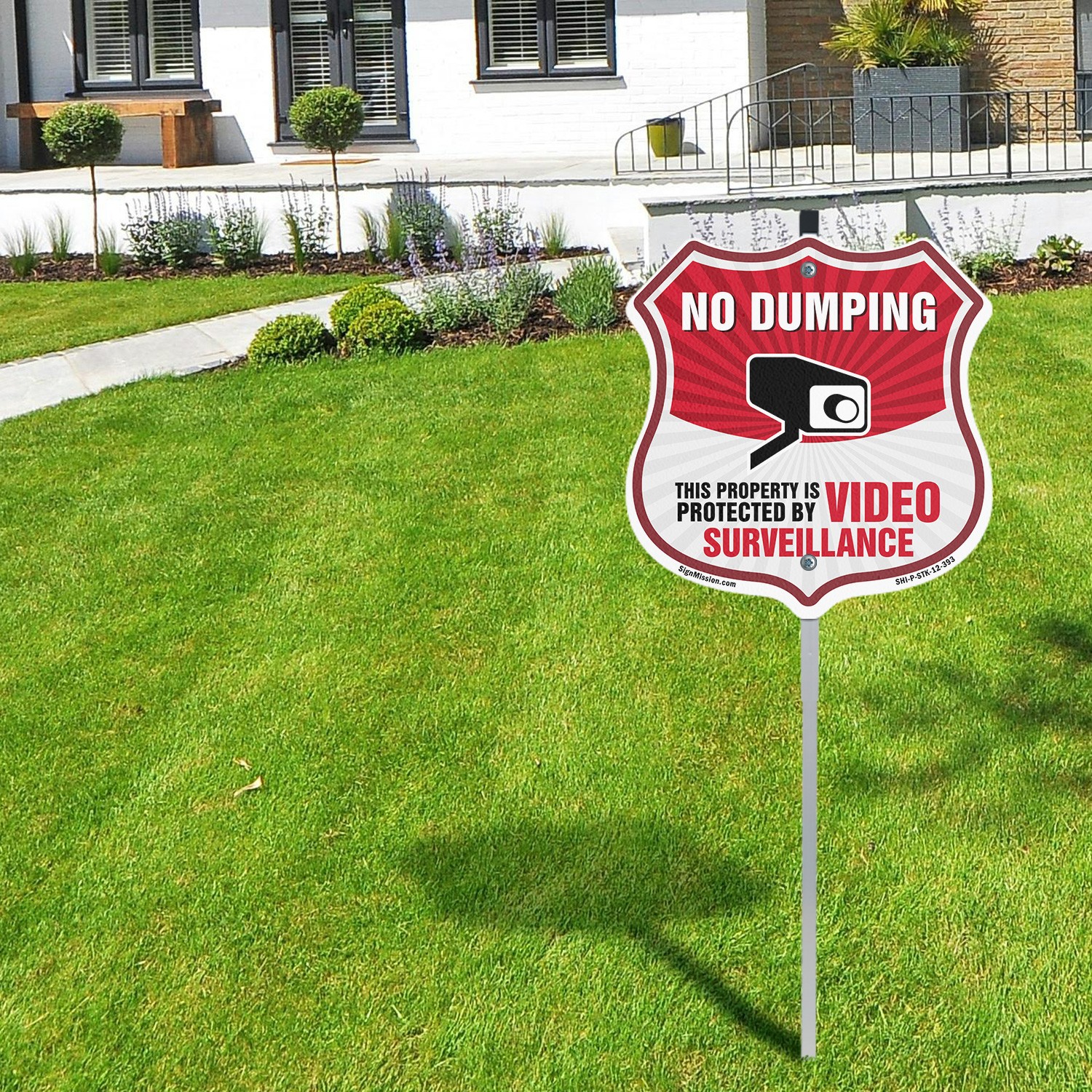 No Dumping Shield Sign This Property Is Protected By Vid Shield Sign With Stake