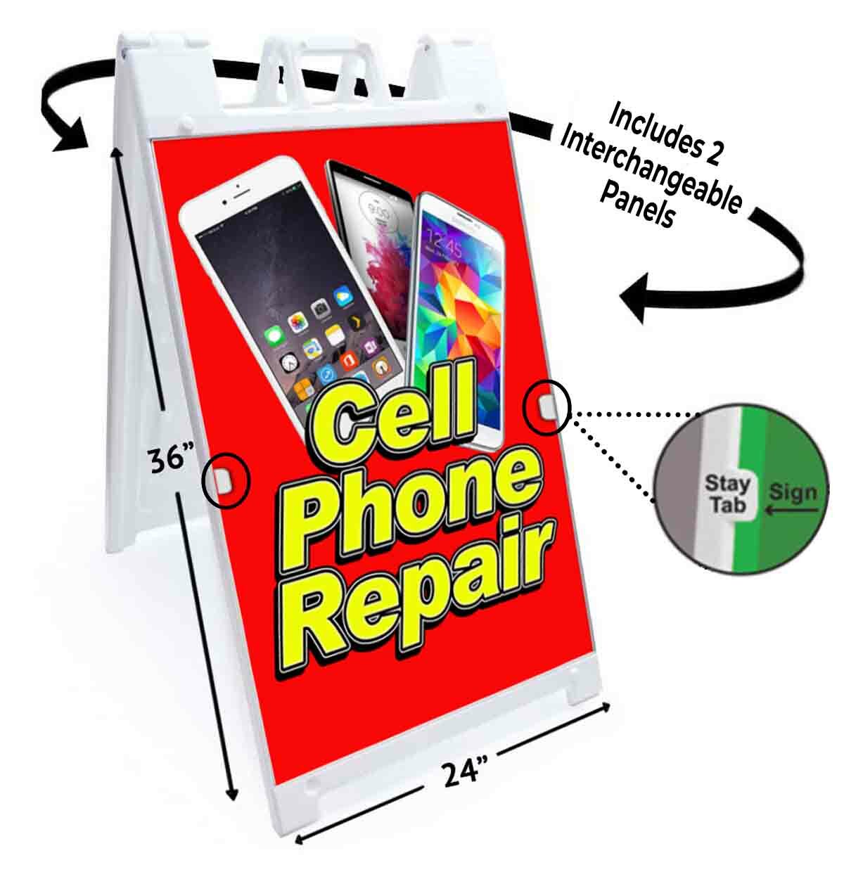 CELL PHONE REPAIR Signicade 24×36 A Frame Sidewalk Sign Double Sided TECHNOLOGY