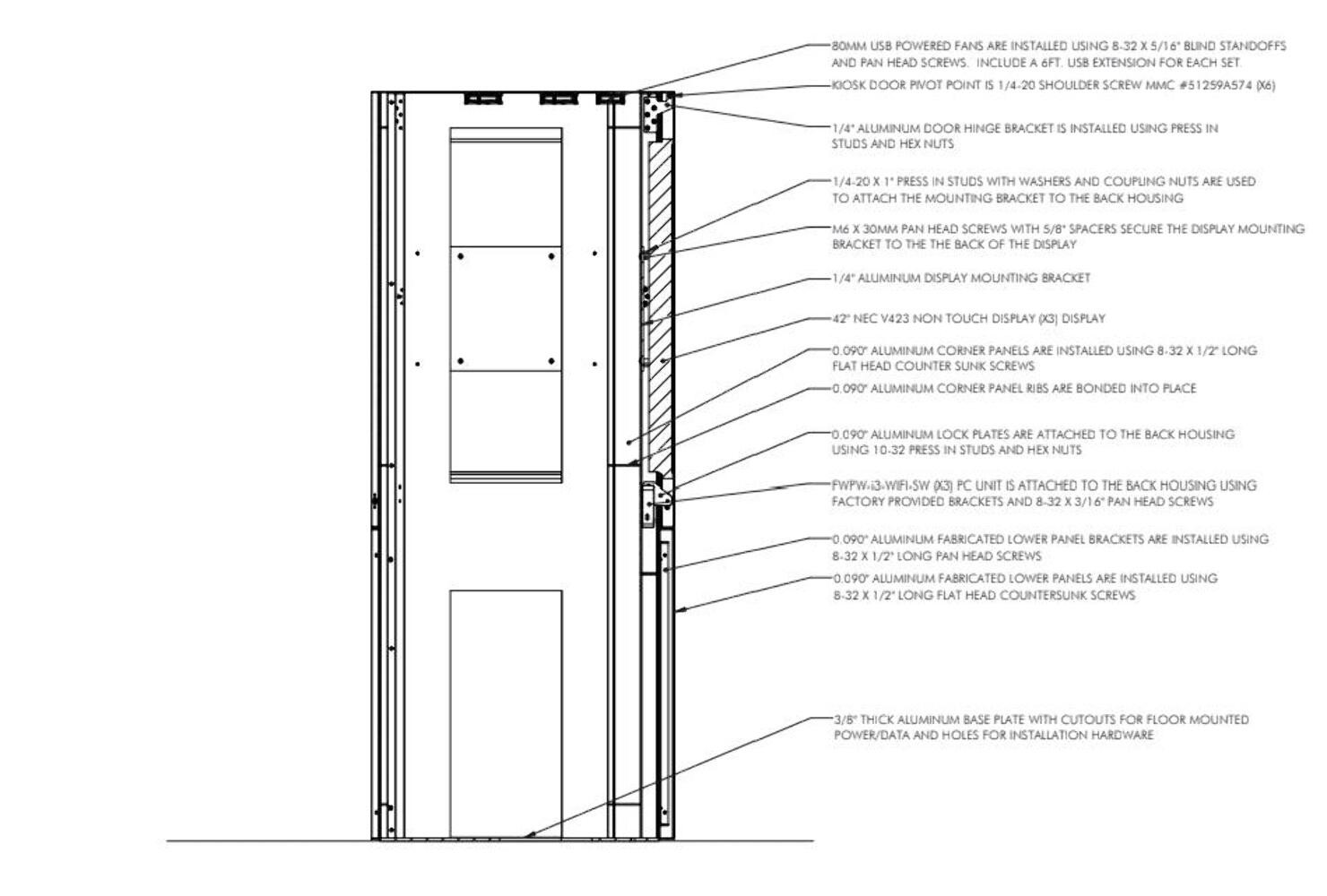 Big Floor Standing 3-Sided Portrait Indoor Kiosk Enclosure, 84″