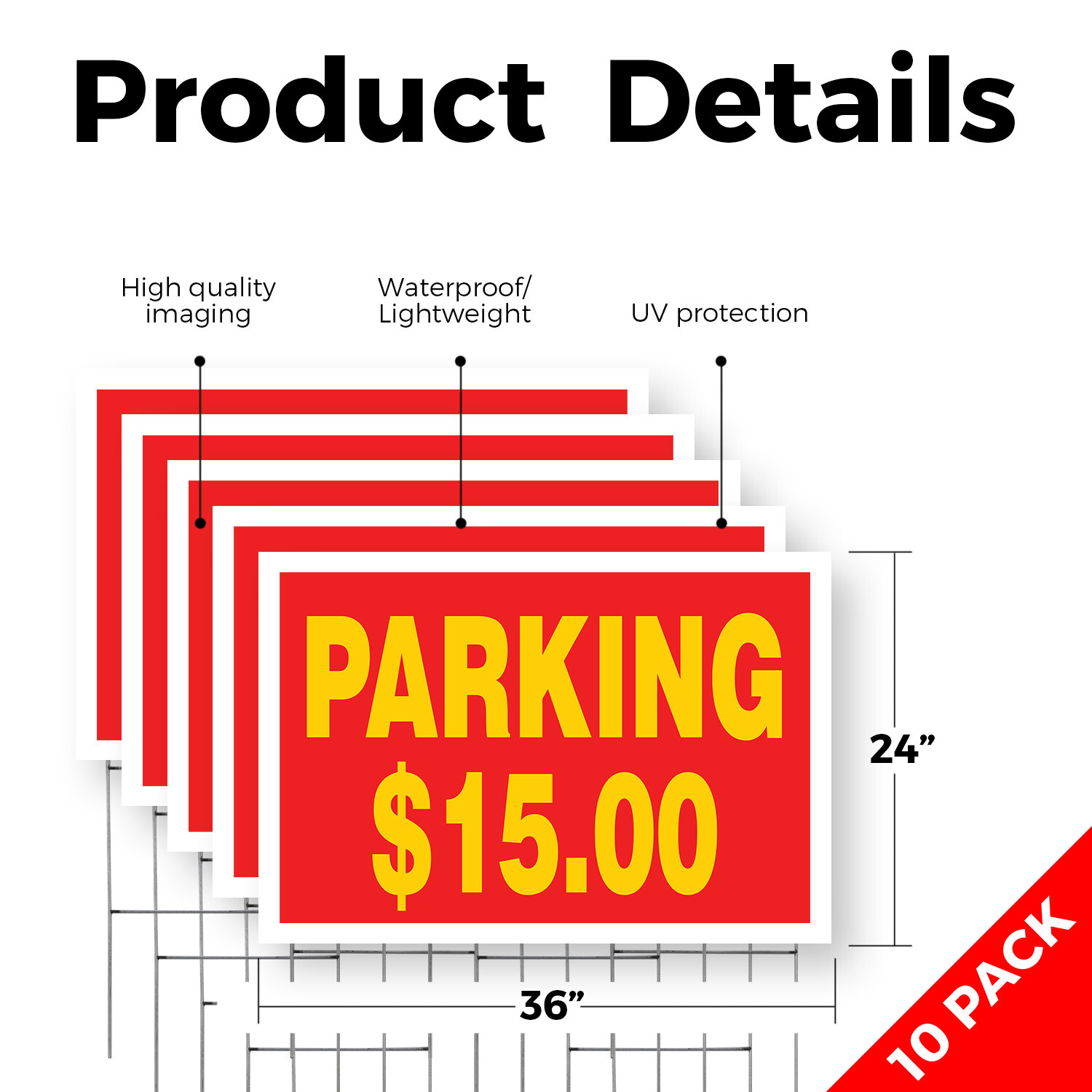 Parking $15 Dollars Yard Sign Clear Directions, Event Parking, Affordable Rates