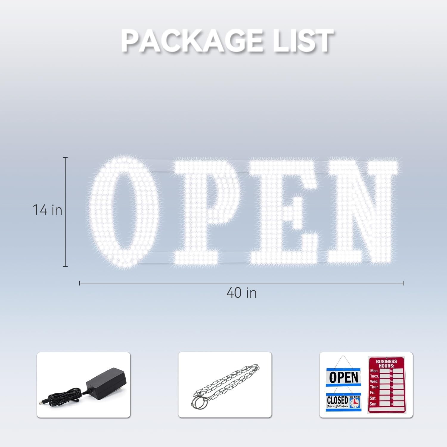 40″x 14″ Large LED OPEN Sign for Business Remote Control High Bright Visibility