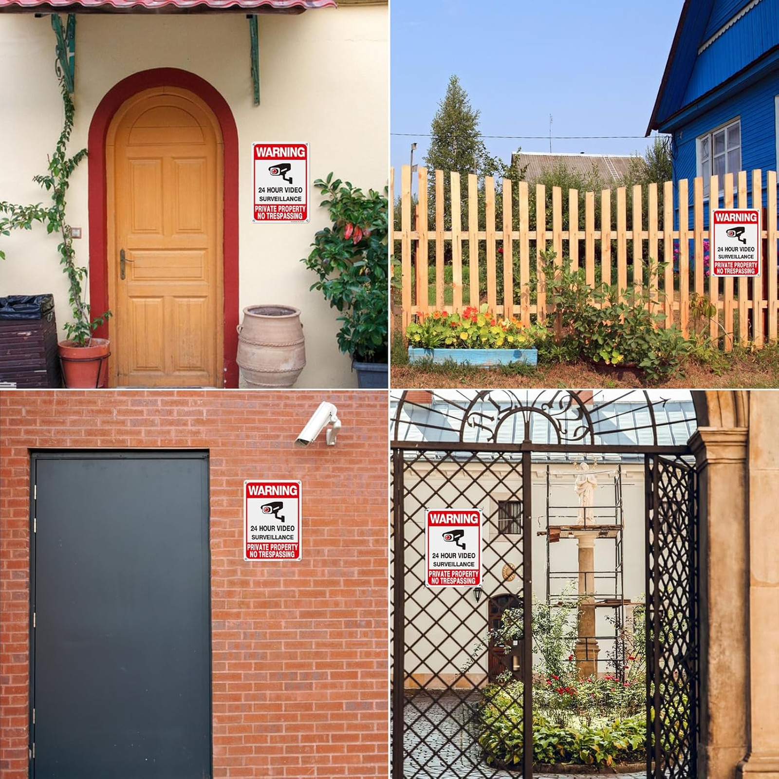 Private Property No Trespassing Sign 4 Pack Aluminum UV Waterproof Security