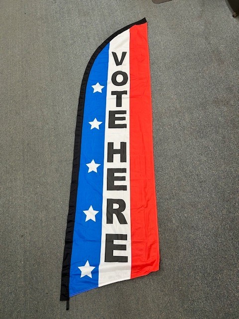 FEATHER FLAG “VOTE HERE” 7FT SINGLE SIDED* FLAG ONLY*