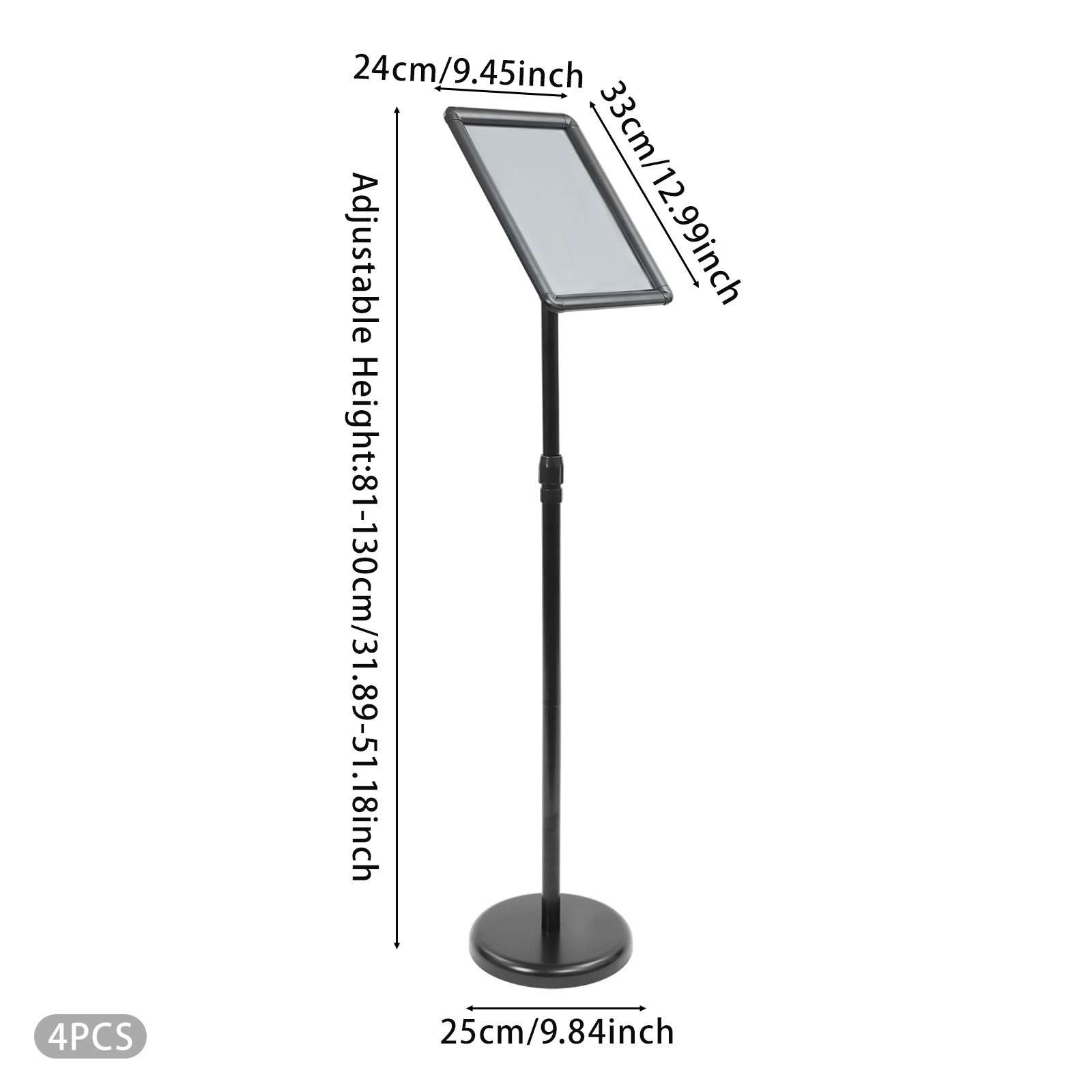 4 Packs Sign Stands Adjustable Floor Standing Sign Holder Pedestal Poster Stand