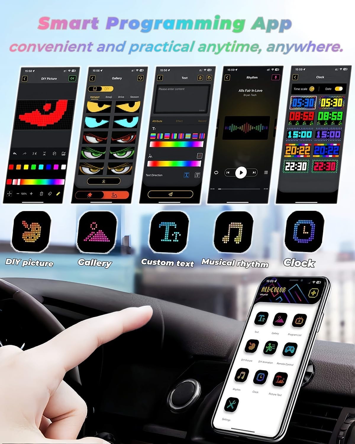 Customizable LED Eyes for Cars & Trucks – Ultra-Thin Dynamic Waterproof Design
