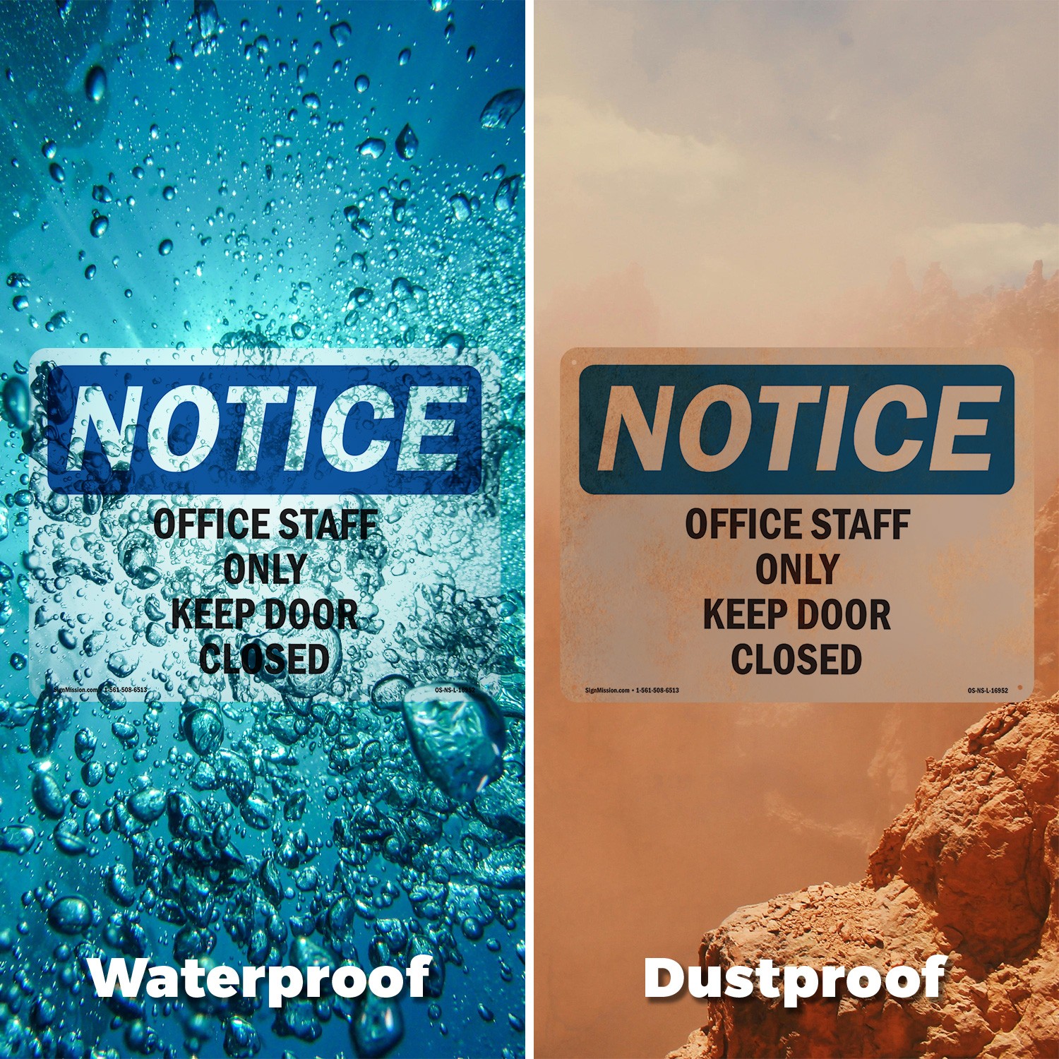 Office Staff Only Keep Door Closed OSHA Notice Sign Metal, Decal – 5 or 10 Pack