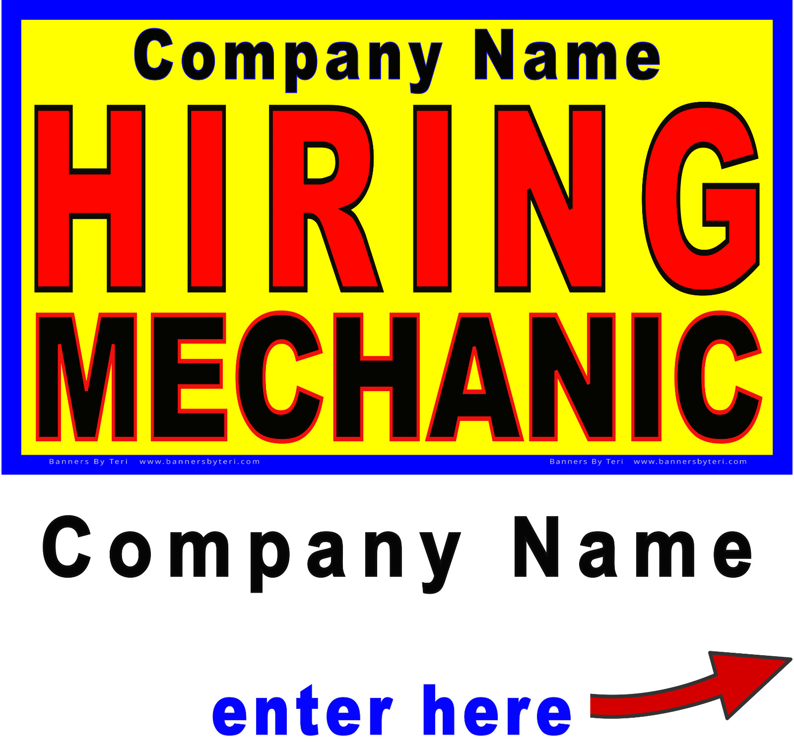 HIRING MECHANIC Banner With VARIATIONS – Vinyl Signs – Fast Ship – DURABLE-USA