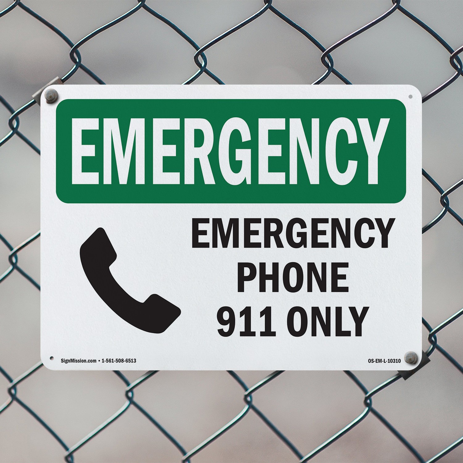 Phone 911 Only OSHA Emergency Sign Metal, Plastic, Or Decal – 5 or 10 Pack