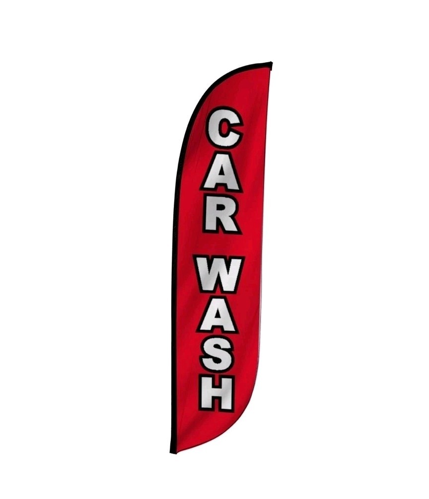 Car Wash Feather Flag Banner 12×2.5ft Advertising Flags for Outdoor Advertising
