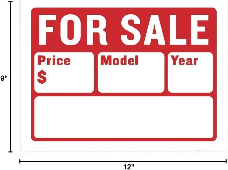 Durable Indoor/Outdoor Car For Sale Signs – 9×12, 2-Pack Customizable Design