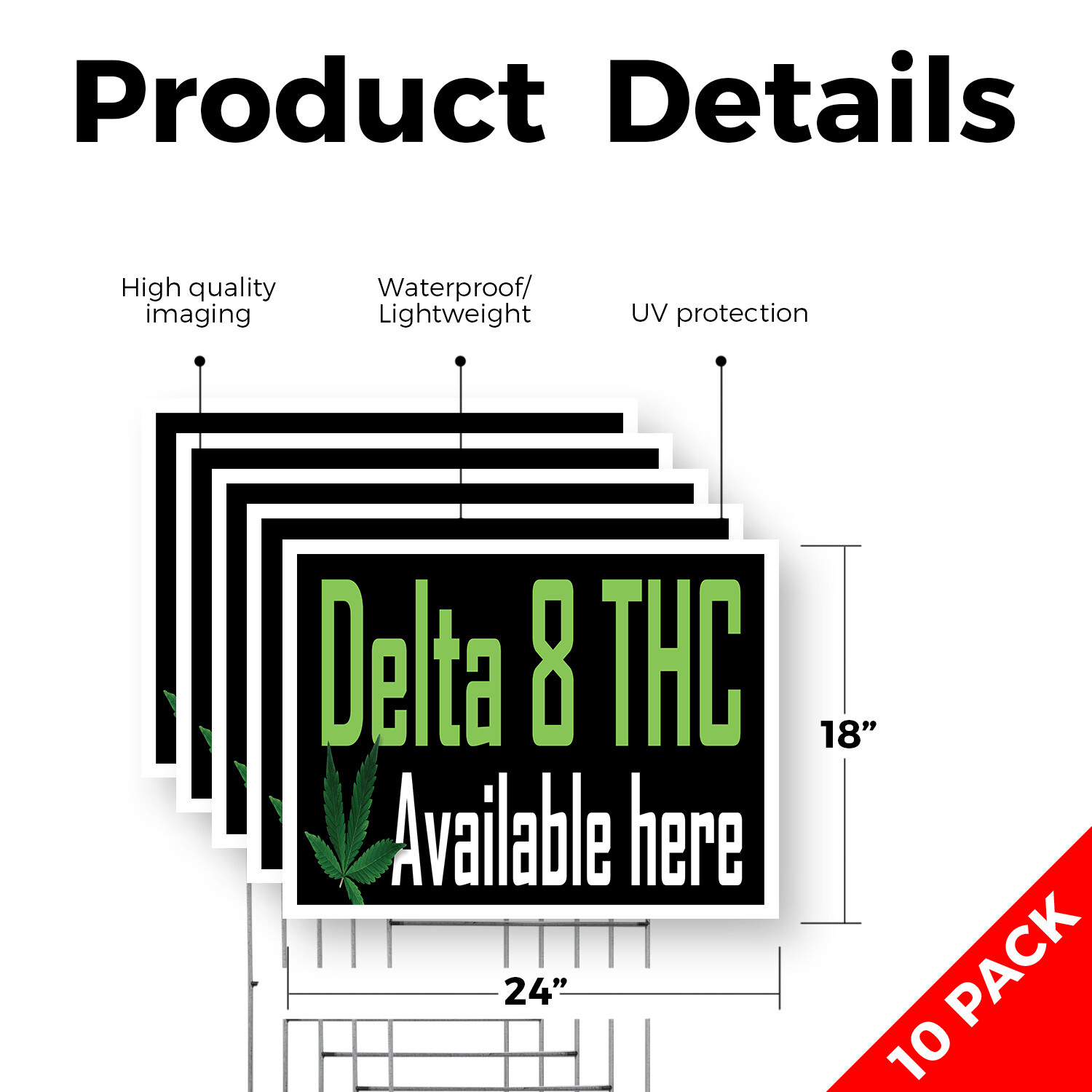 Delta 8 THC Available Here Yard Sign Herbal Wellness, CBD Shops, Customer Ready