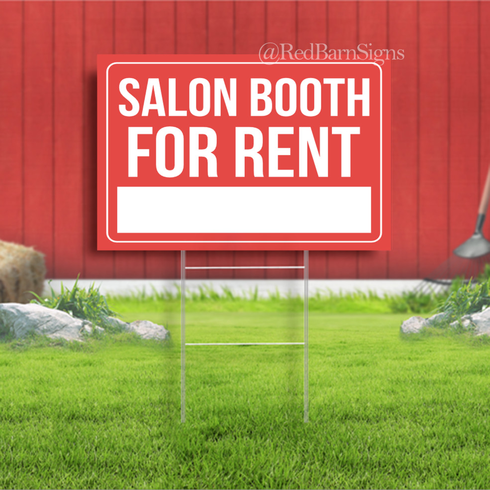 Salon Booth for Rent Indoor Outdoor Yard Sign with metal stakes