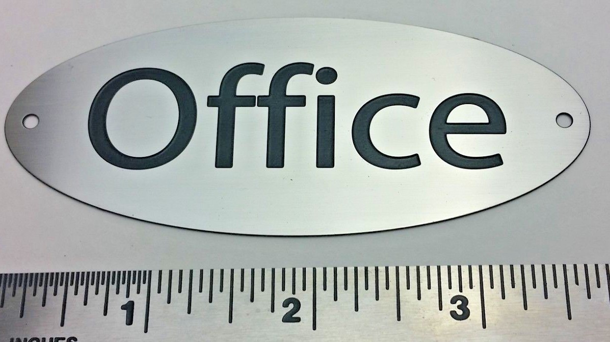 Stainless Steel OVAL SIGN “OFFICE” Classic Deeply Etched / Solid made in USA