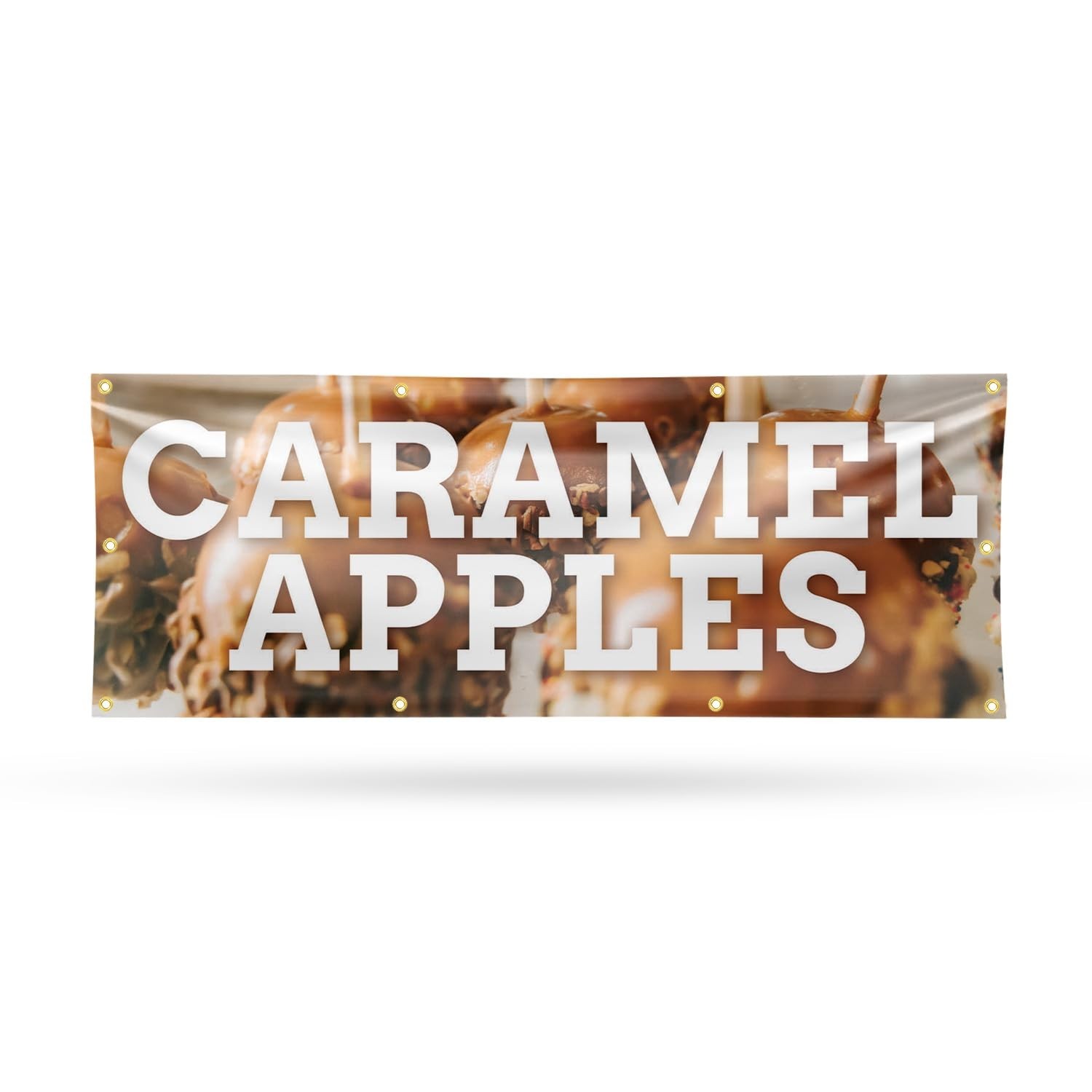 SignMission Caramel Apples Banner Sign 36×96 Inch 13 oz Vinyl Metal Grommets