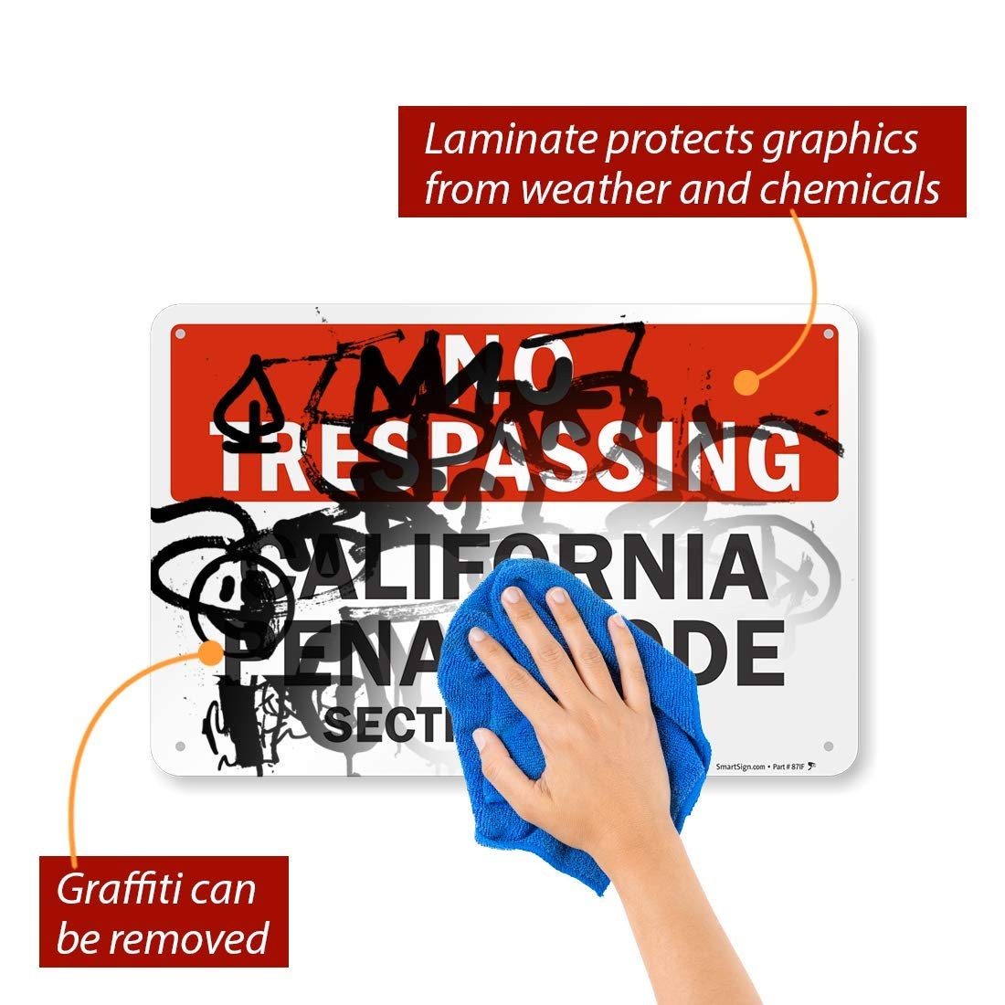 No Trespassing Sign 12 x 18 inch 63 mil Aluminum – California Penal Code 602(L)