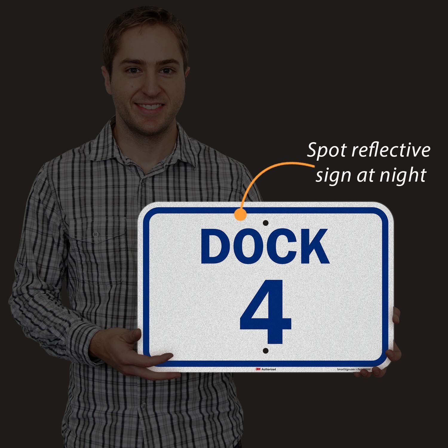 SmartSign 12 x 18 inch “Dock 4” Metal Sign, 63 mil Aluminum, 3M Laminated Eng…