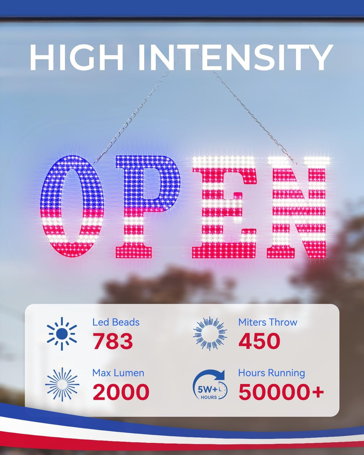 30” X 10″ Large Open Signs for Business, Super Bright LED Open Closed Sign w…