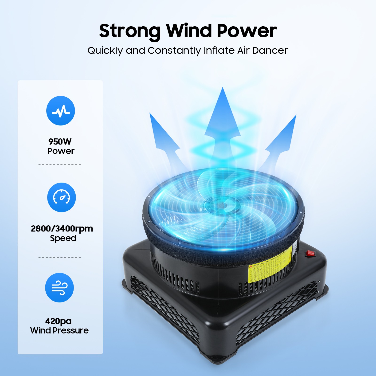 950W Air Puppet Blower Fan for Inflatable Dancer Tube Wacky Wavy Promotional Man