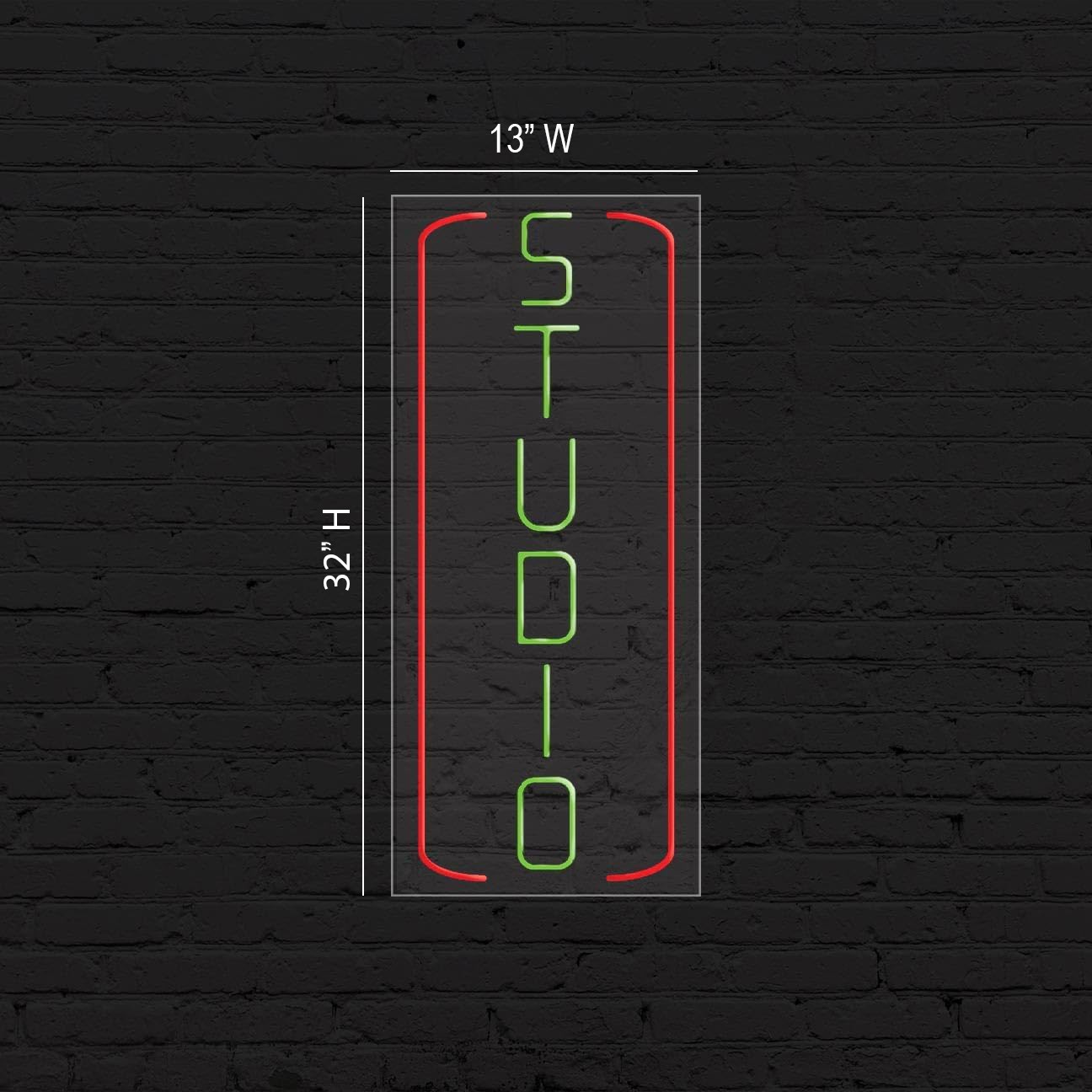 Studio Sign for Business Displays | LED Flex Neon | 13″W x 32″H x 1″D