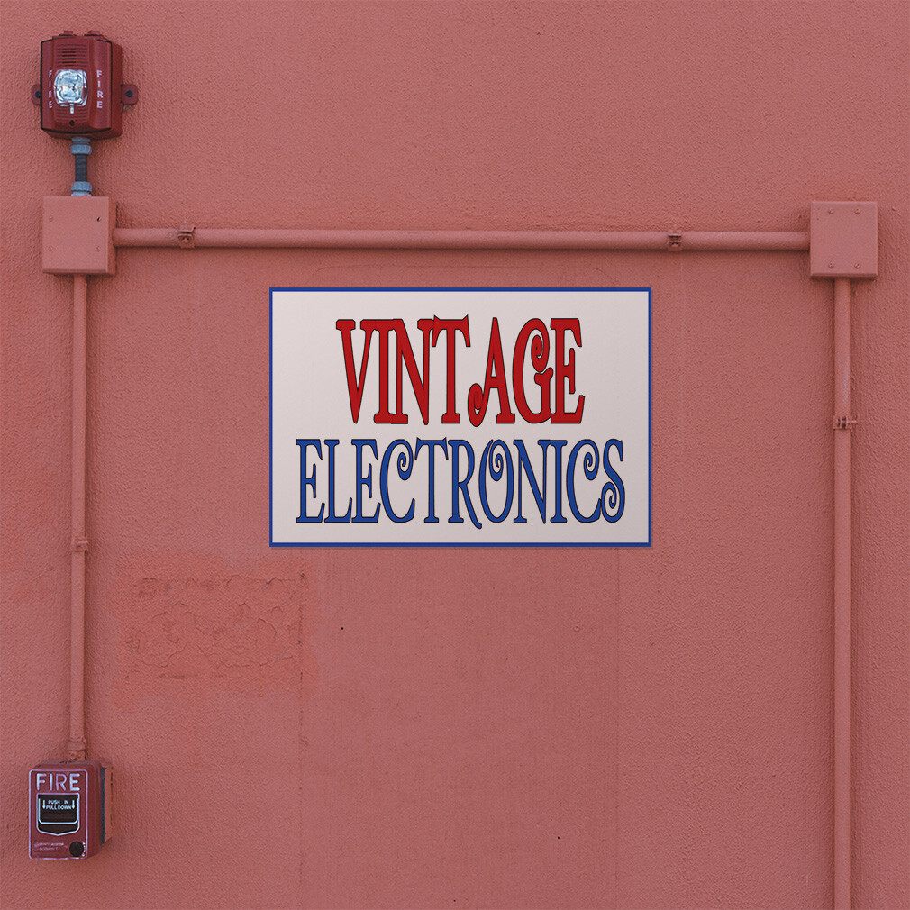 Decal Stickers Vintage Electronics Vinyl Store Sign Label Vintage