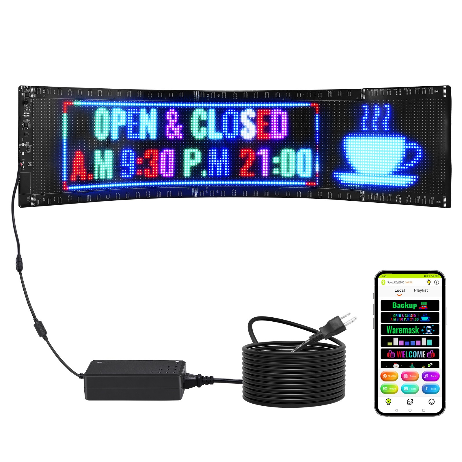 VEVOR 32.9″x8″ Programmable LED Sign Scrolling Display Board P5 Full Color
