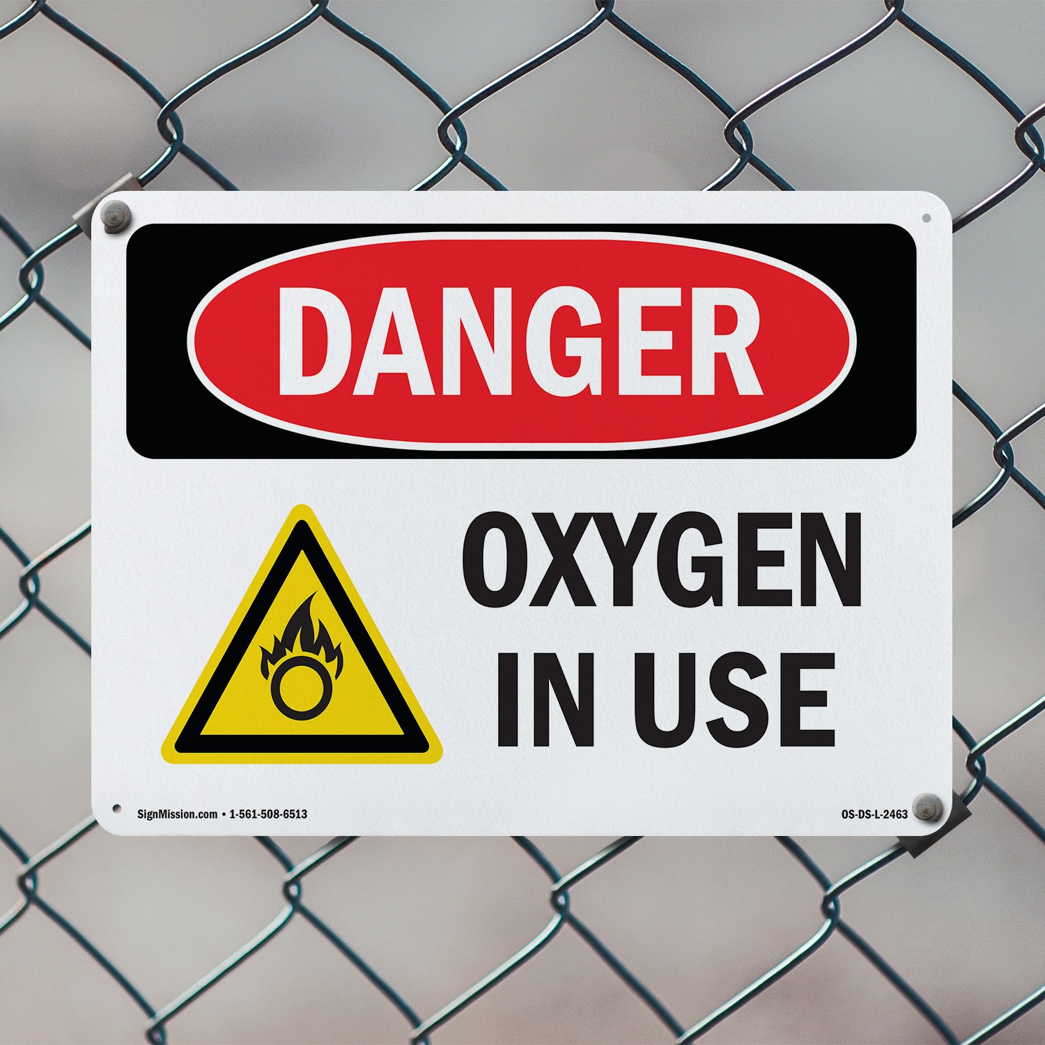 Oxygen In Use OSHA Danger Sign Metal, Plastic, Or Decal – 5 or 10 Pack