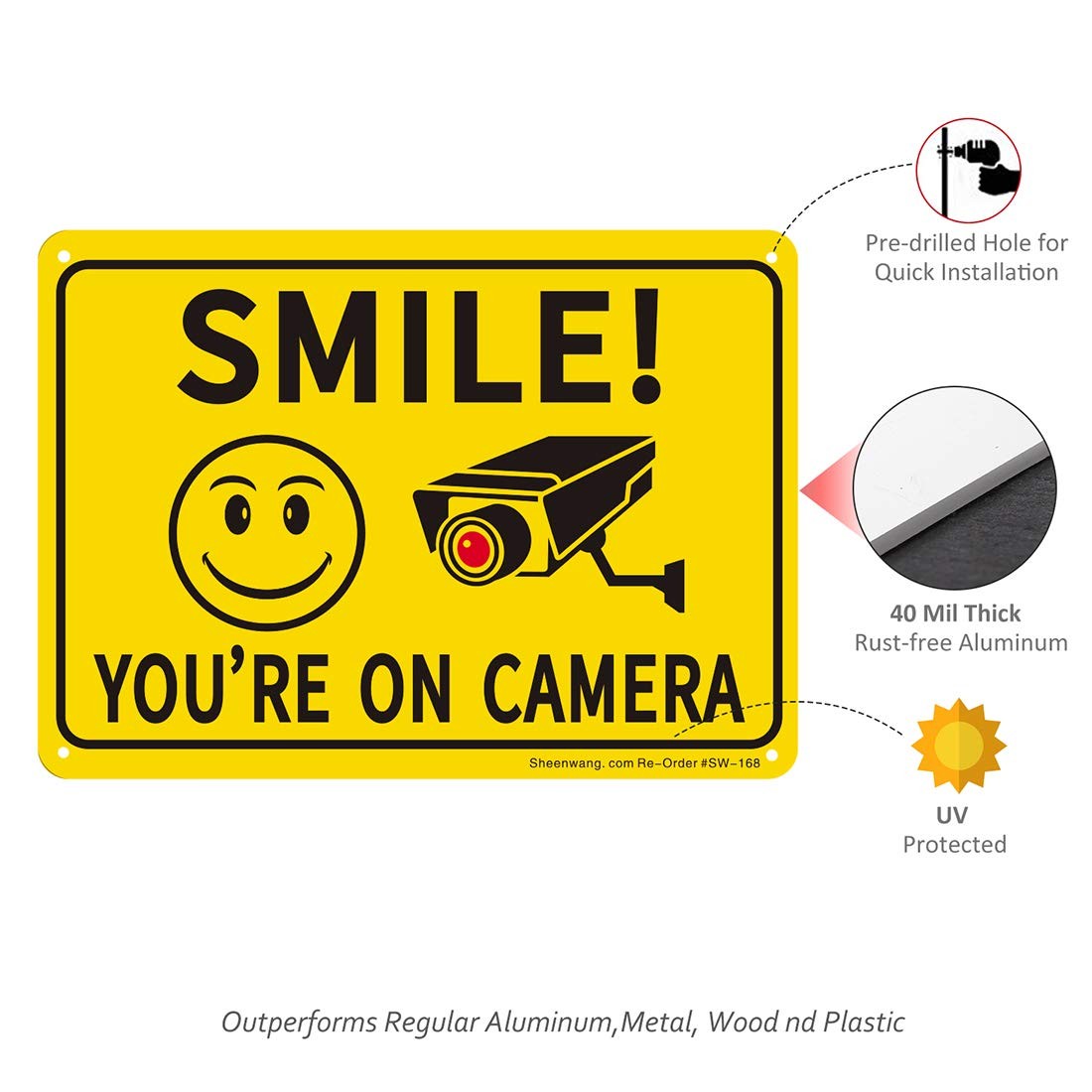 2 Pack Camera Sign Outdoor Aluminum CCTV Security Surveillance Home Business Dri