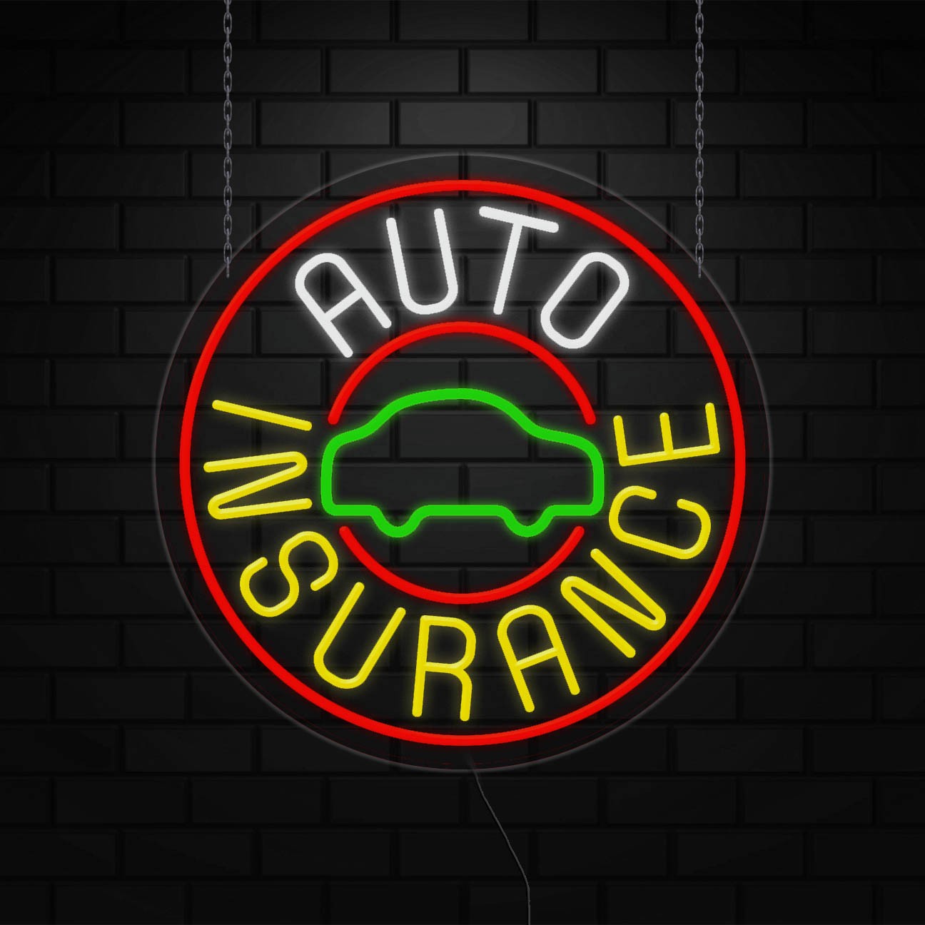 Auto Insurance Sign for Business Displays | LED Flex Neon | 26″W x 26″H x 1″D