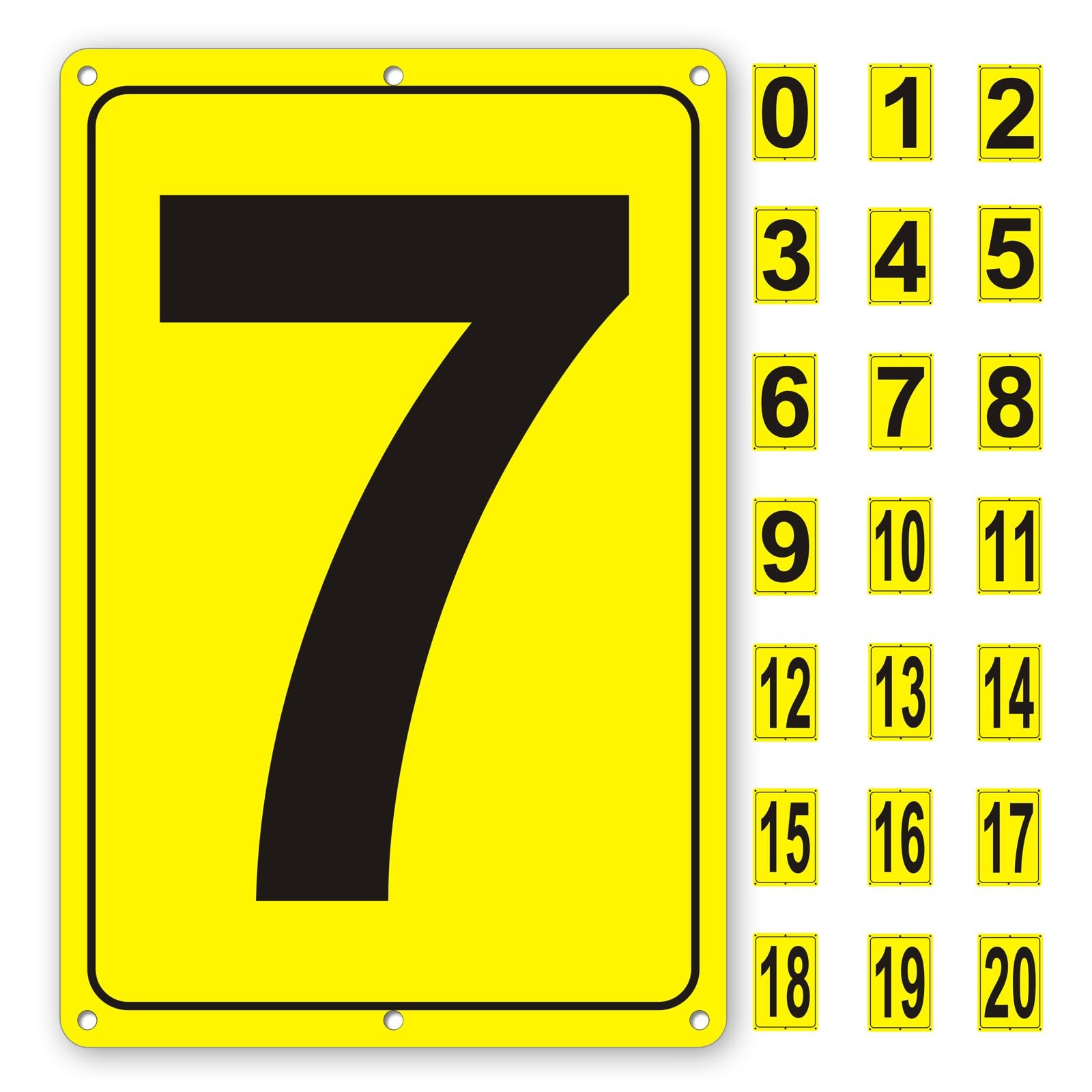12×8 inches Number Sign 7 for Tennis Court Numbered Sign for Parking Lots