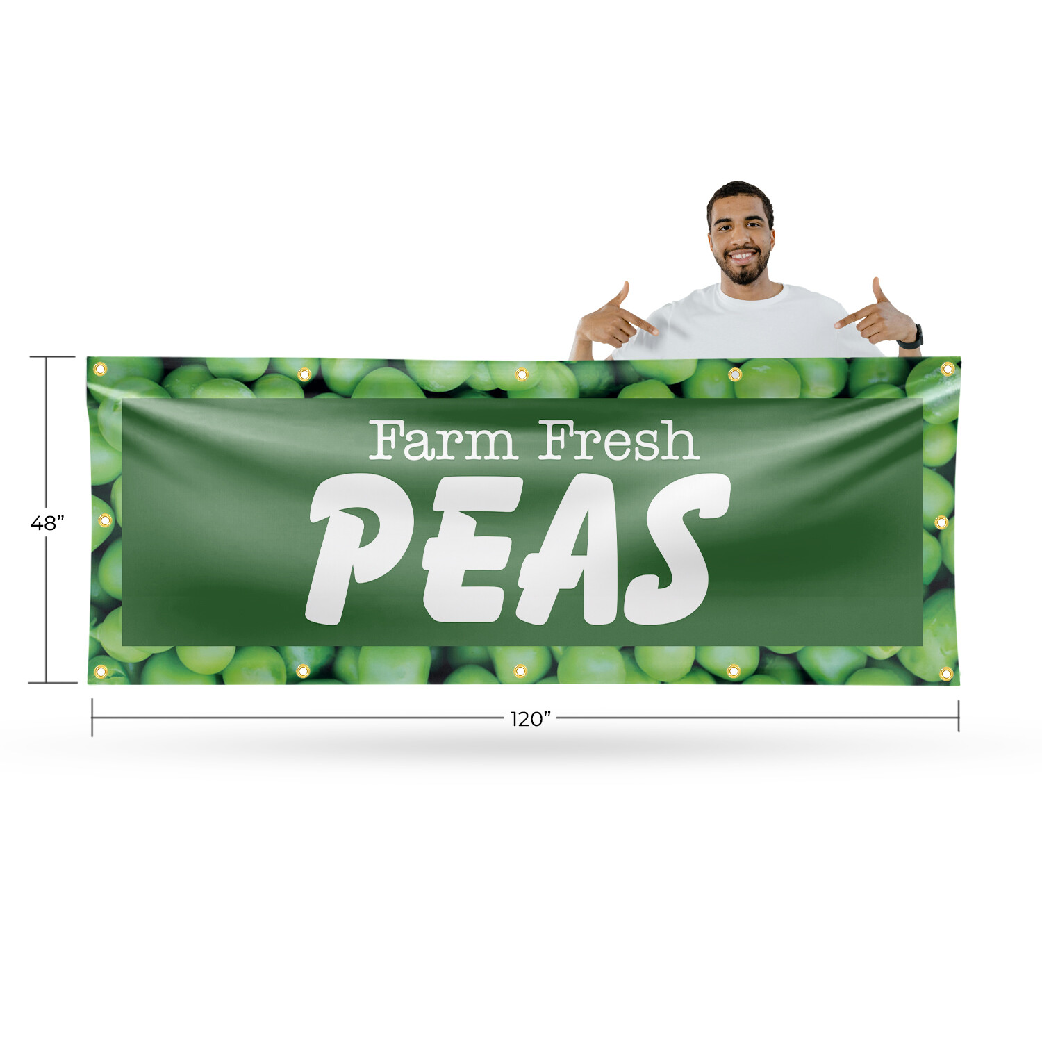 Farm Fresh Peas Vinyl Banner Sign with Metal Grommets Heavy-Duty Single-Sided