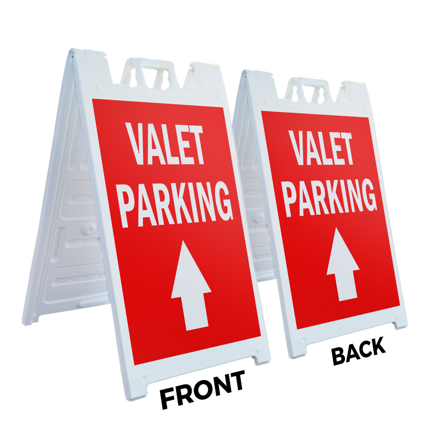 A-frame Sidewalk Valet Parking With Up Arrow 24″ x 36″ Double Sided A-Frame Side