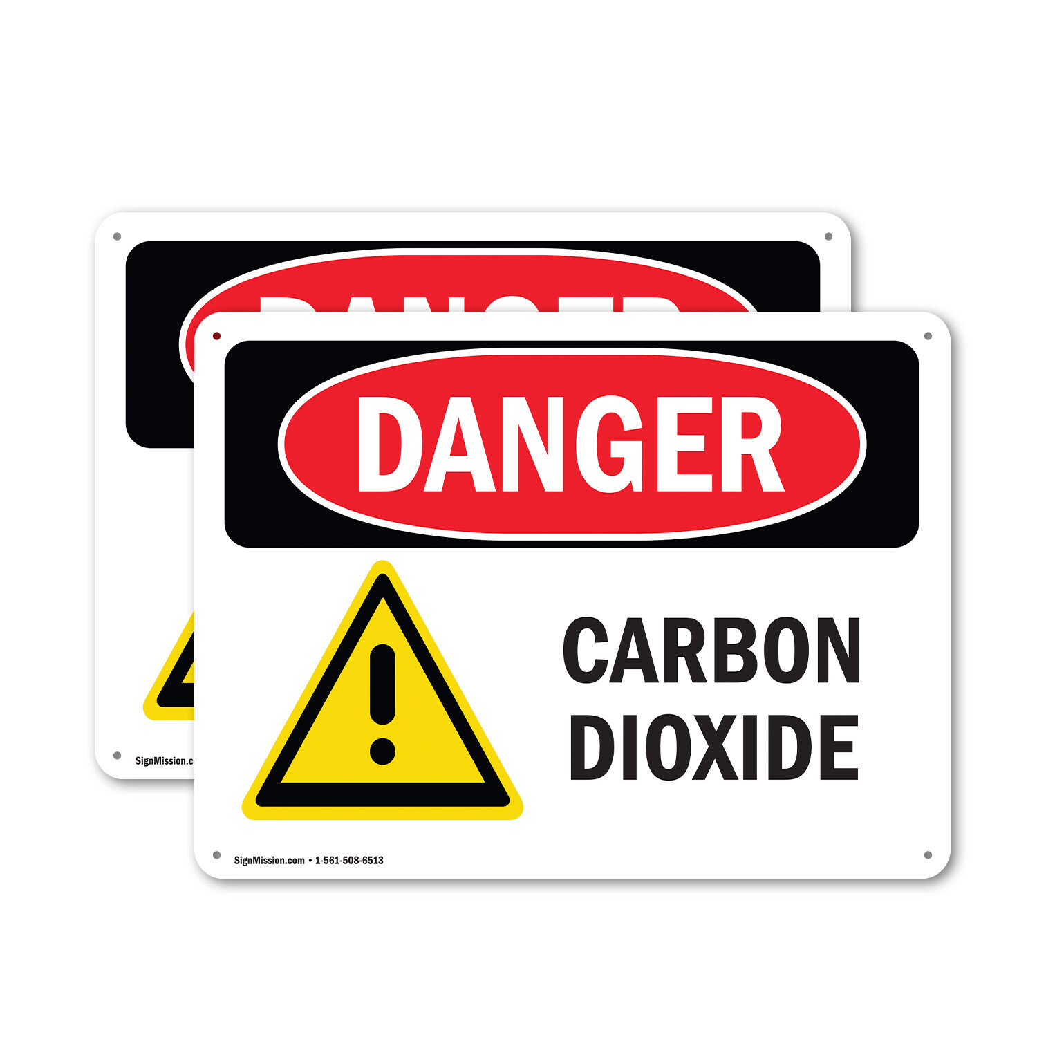 (2 Pack) Carbon Dioxide OSHA Danger Sign Decal Metal Plastic