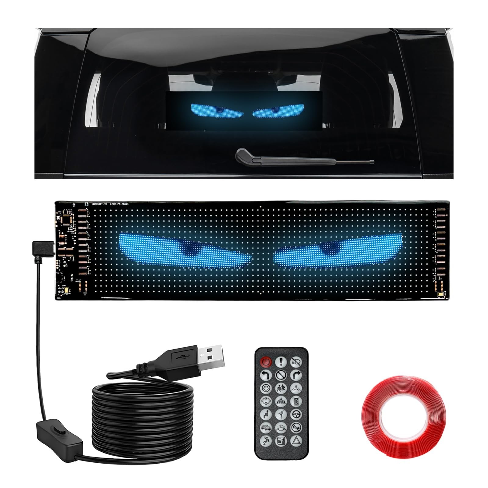 Programmable LED Scrolling Sign 14.7″x3.6″ Bluetooth Custom Text Display for Car
