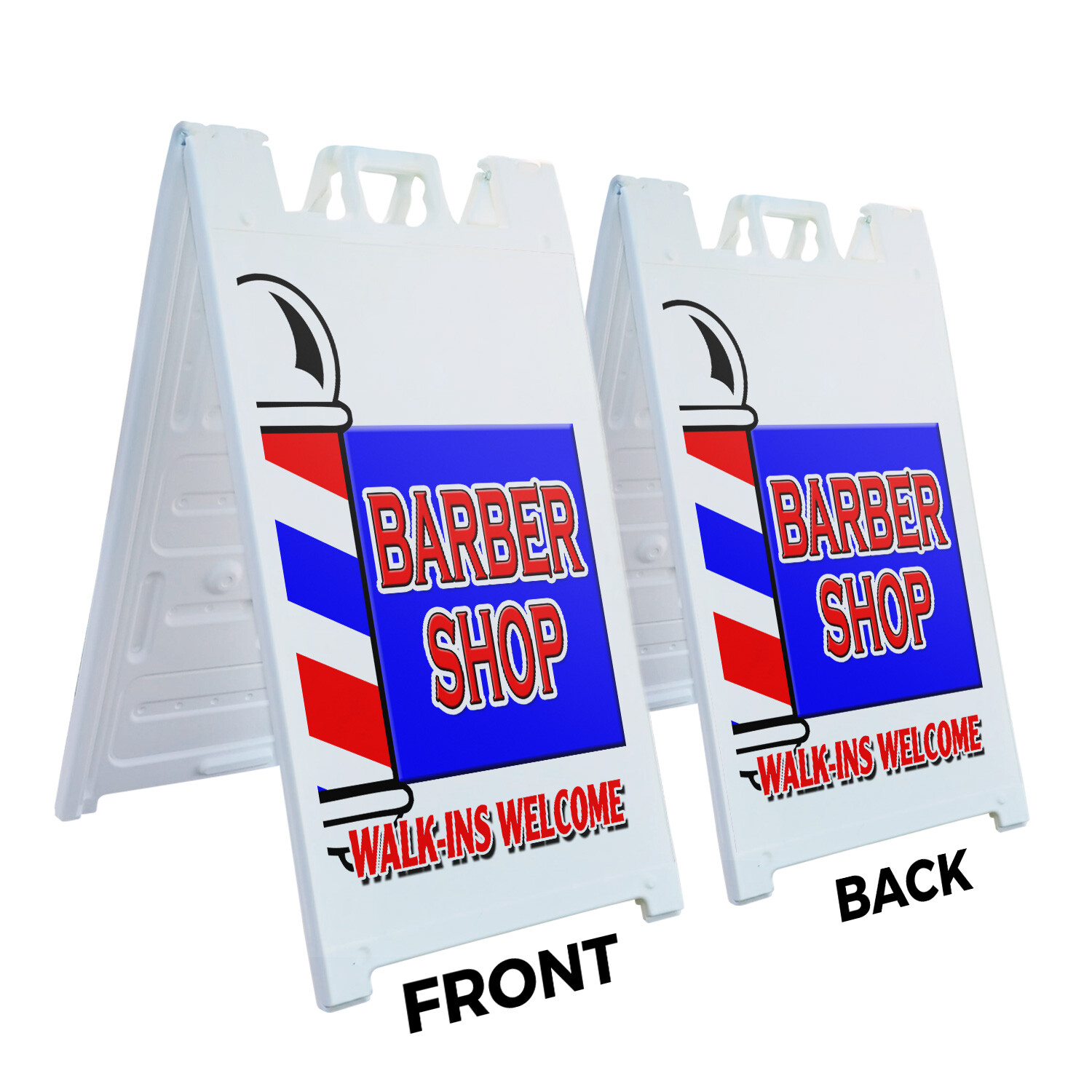 A-frame Sidewalk Barber Shop Walk-ins Welcome 24″ x 36″ Double Sided A-Frame Sid