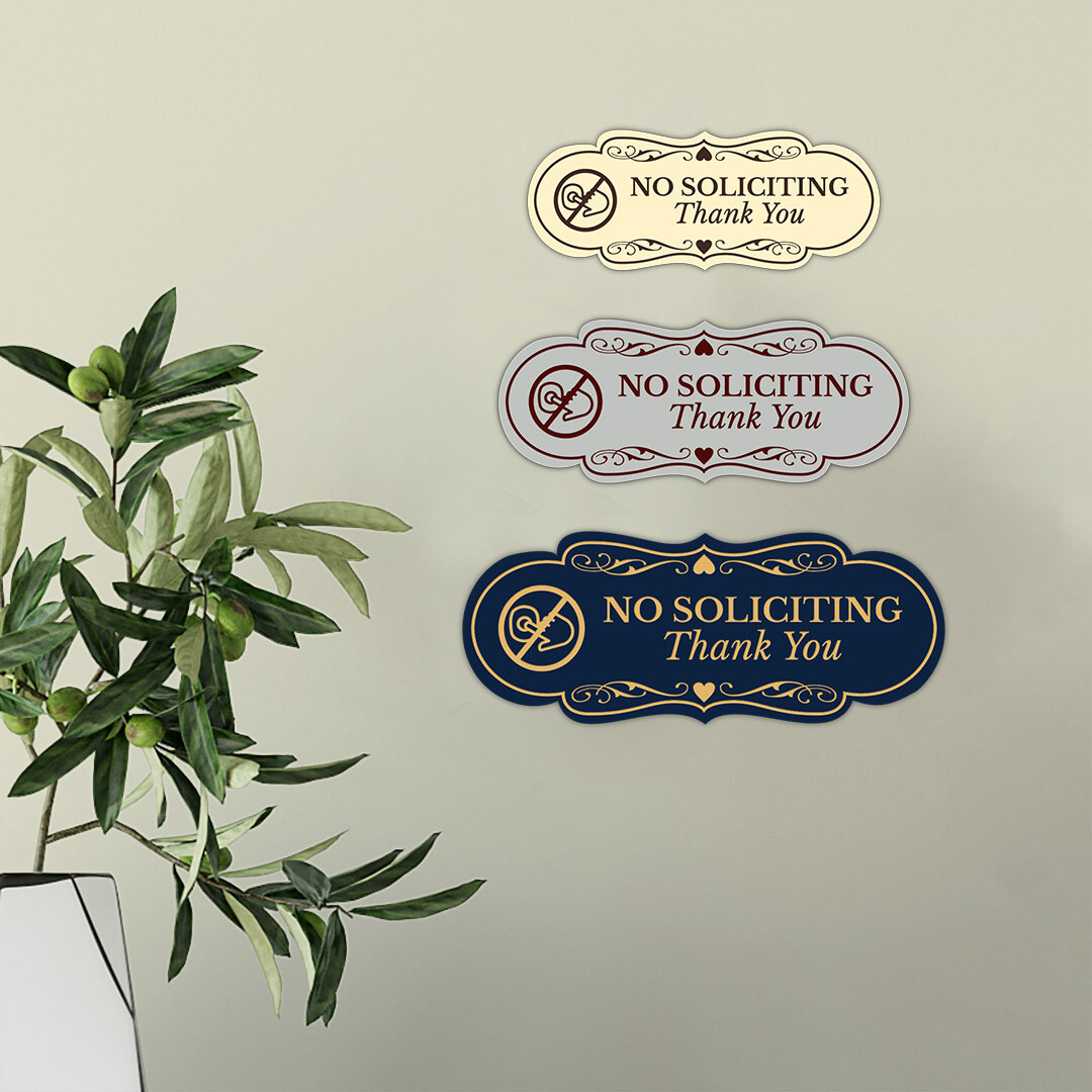Designer No Soliciting Thank You (Doorbell) Wall or Door Sign