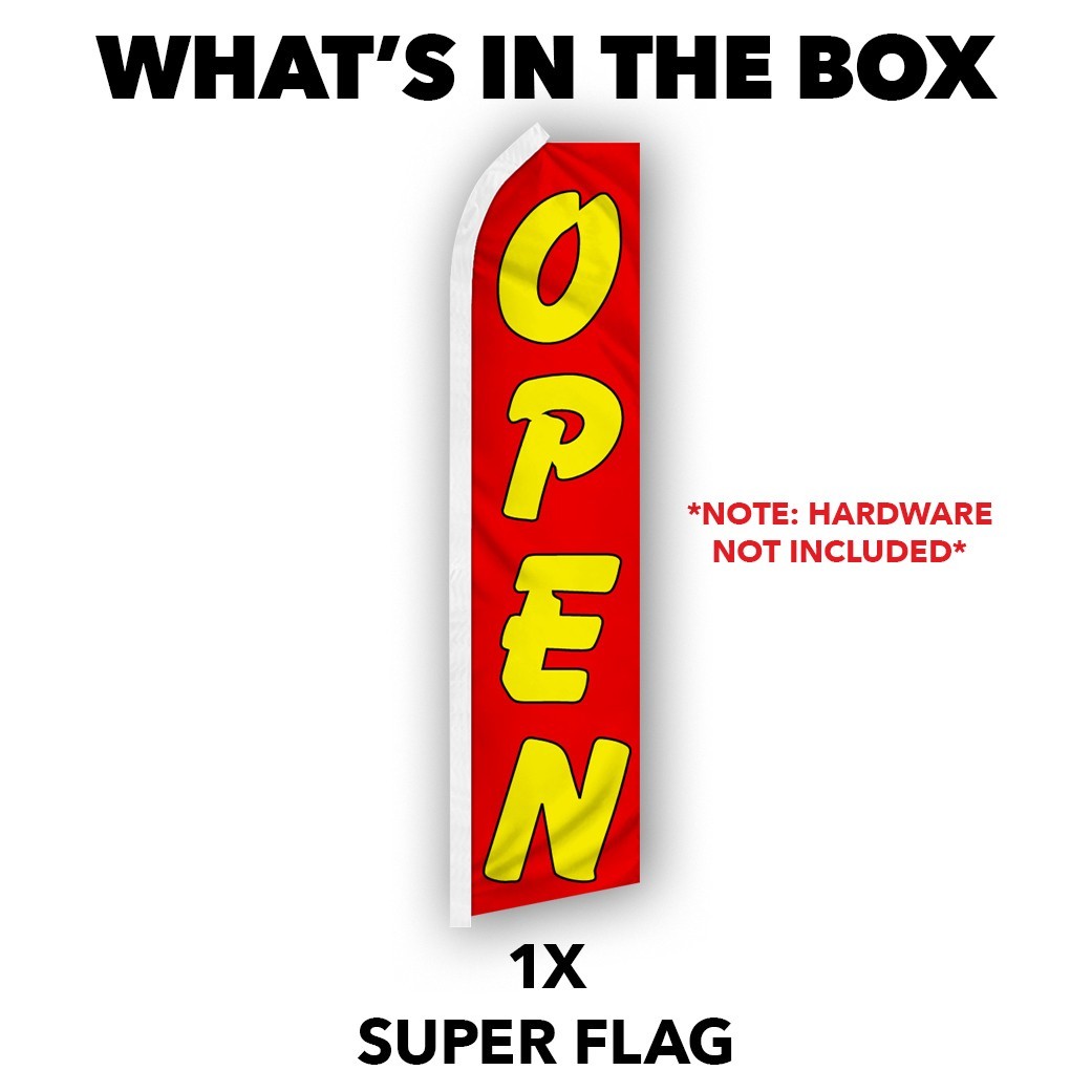 Open Advertising Swooper Feather Flutter Flag Now Open YW/RD