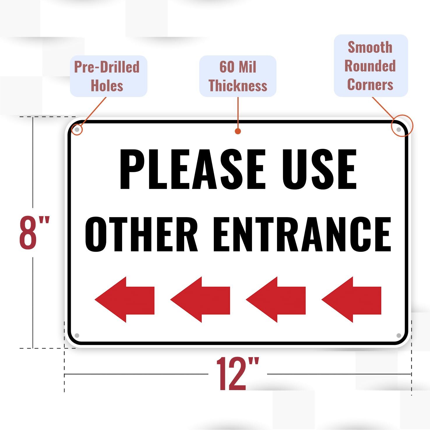 1PC Please Use Other Door Sign Left Arrow 12 x 8 Inches – Aluminum – Please U…
