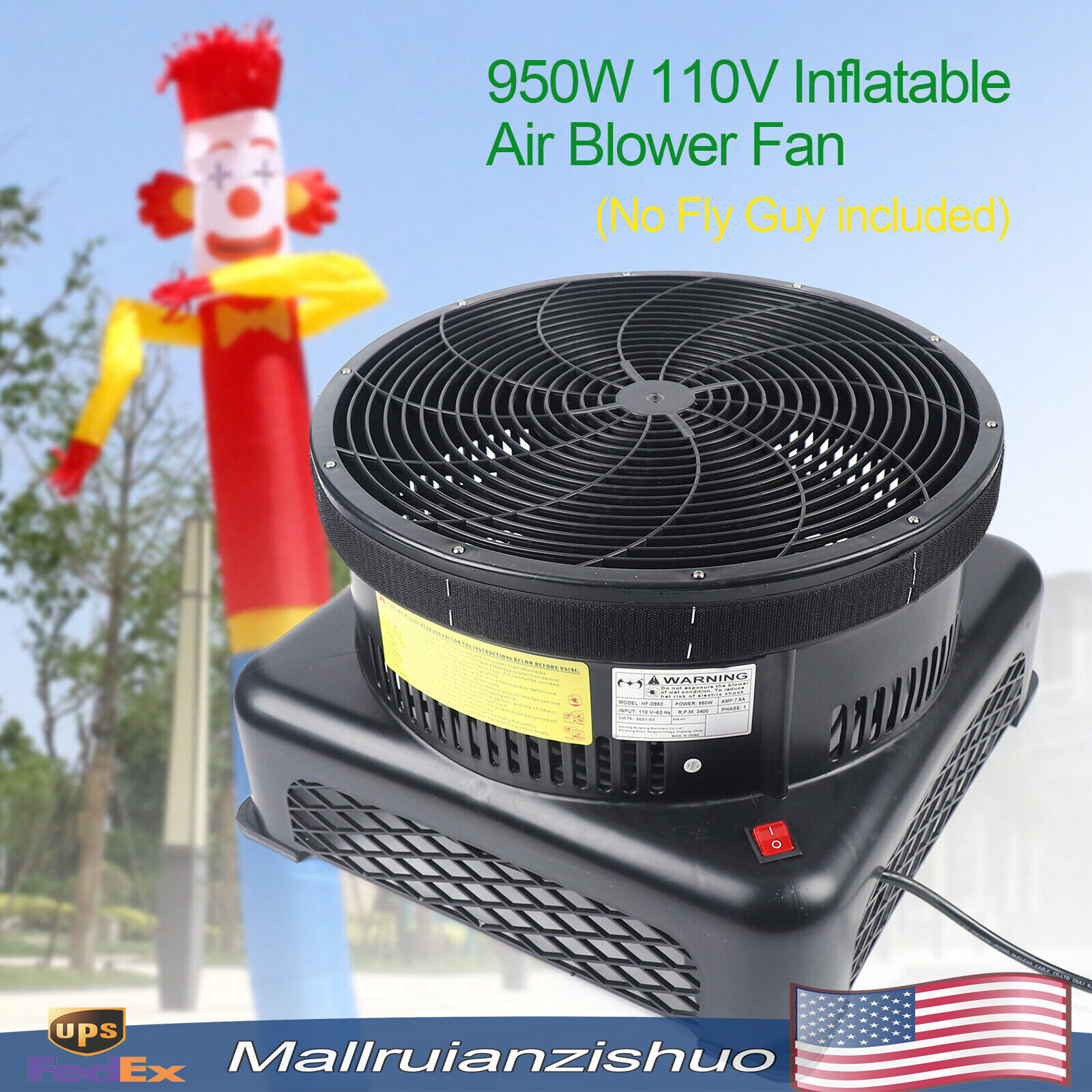 950W Air Puppet Blower Fan for Inflatable Dancer Tube Wacky Wavy Promotional Man